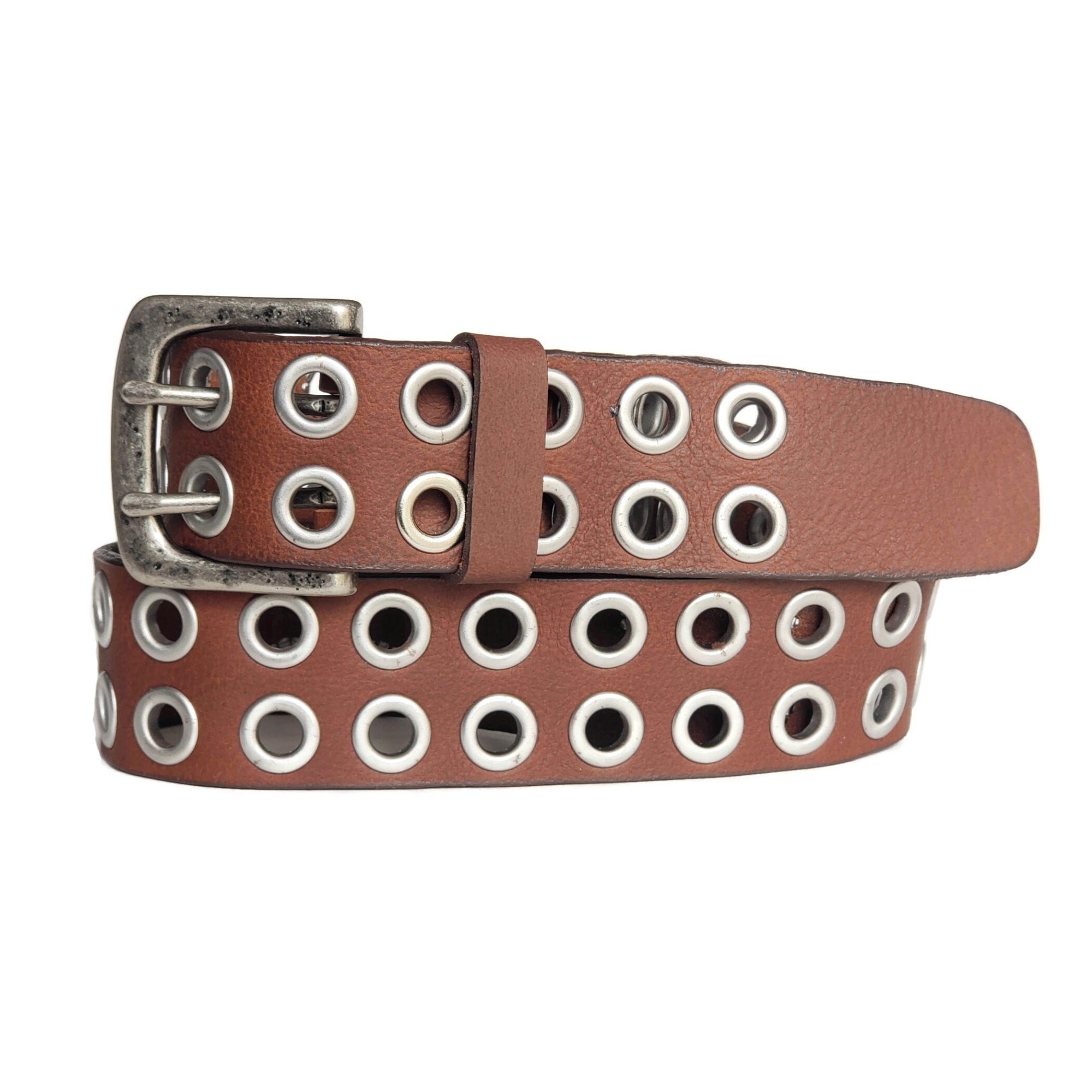 Brixton - Black Double Grommet 100 % Full Grain Leather Belt 5