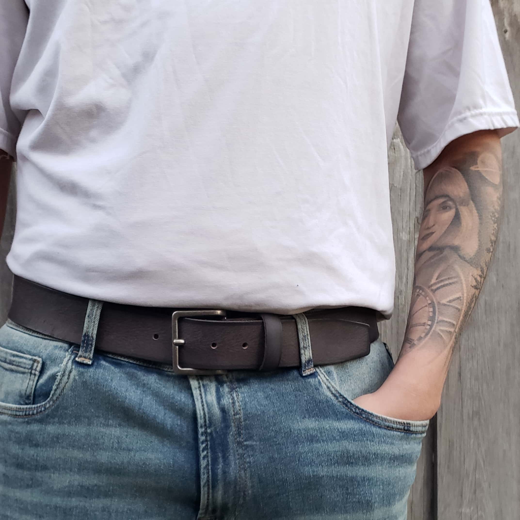 The Canyon Belt - Tan Leather Belt with Charred Edges 8