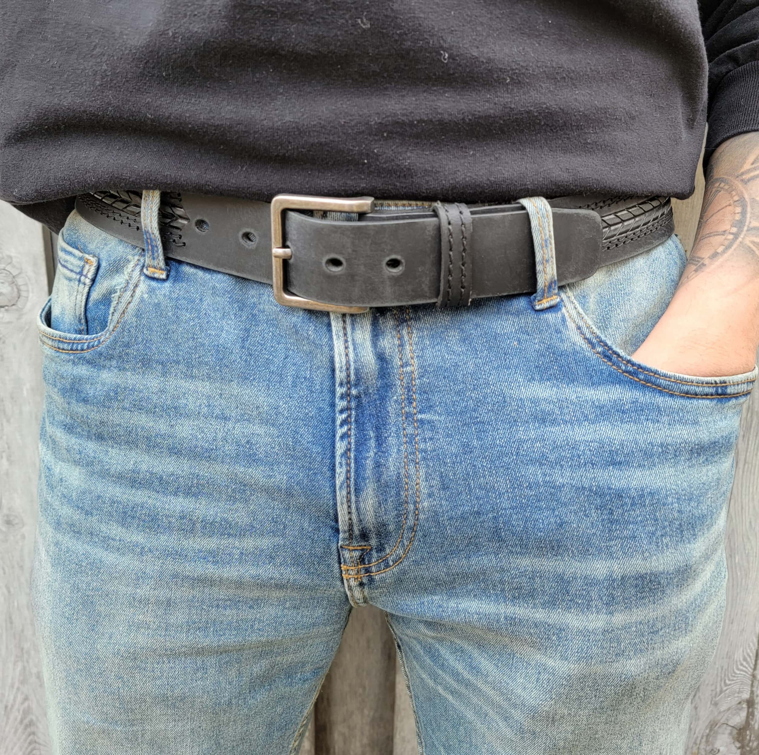 Ceinture Purpose Belt - Ceinture en cuir véritable à motif flèche  4