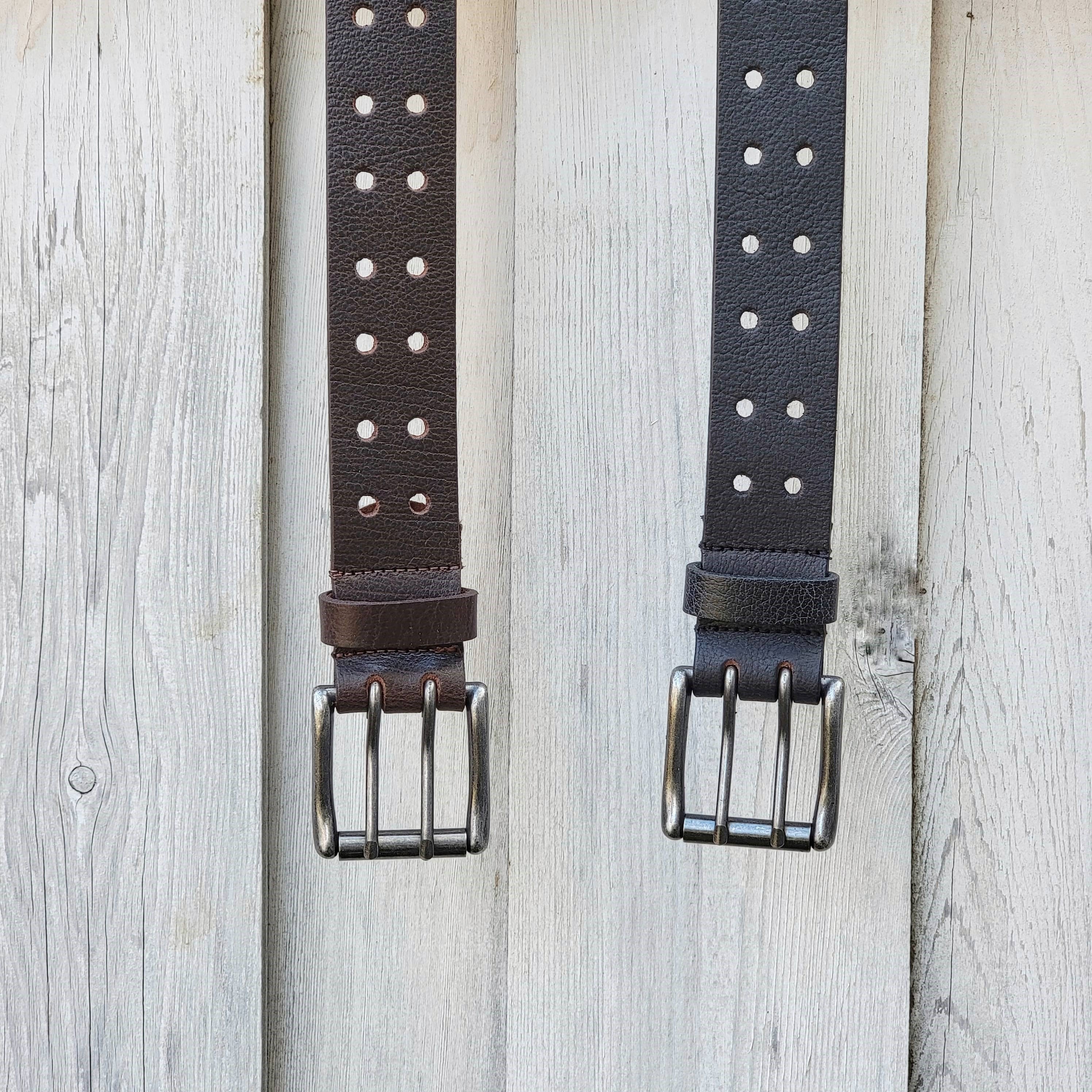 Brown Double Hole Full Grain Leather Belt 10