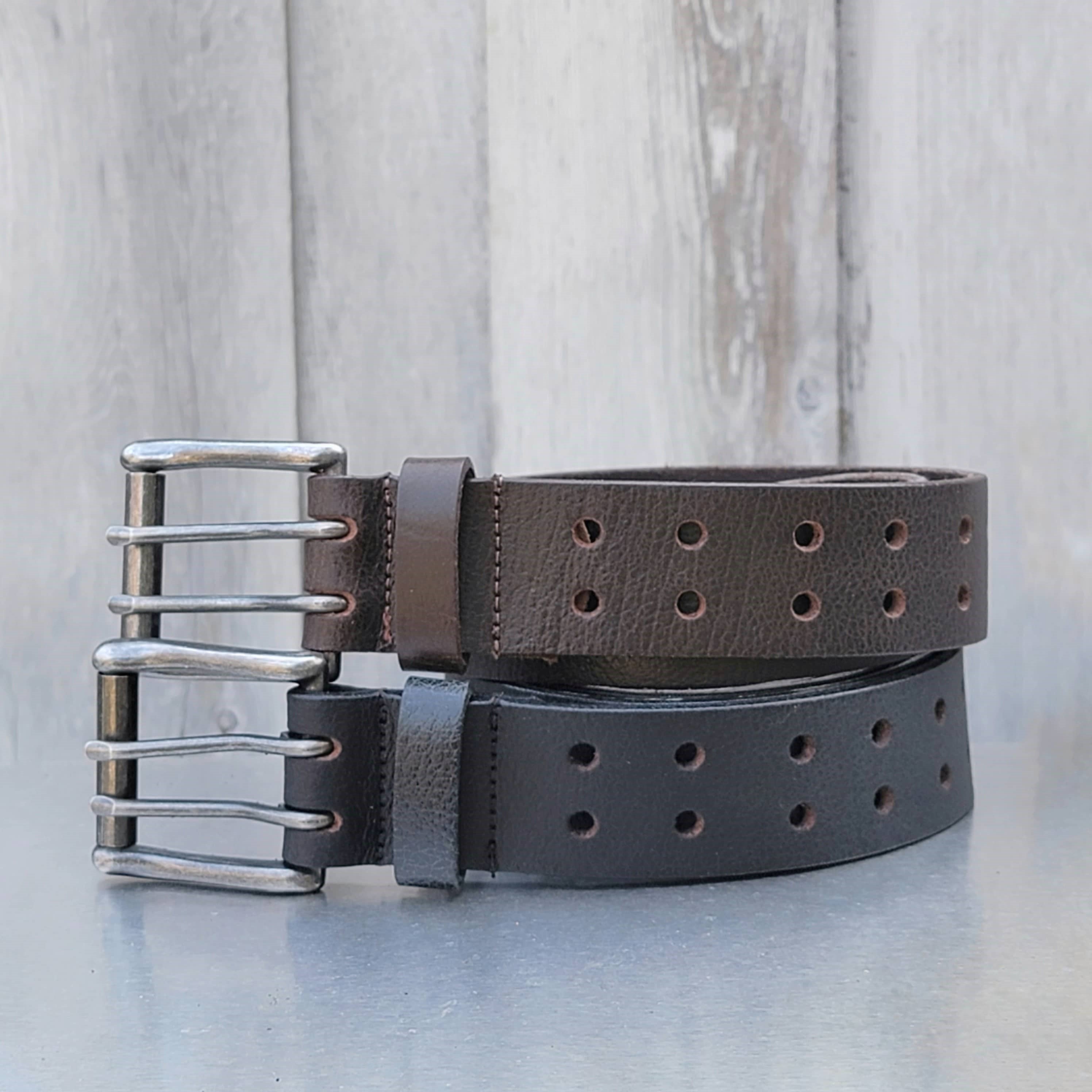 Brown Double Hole Full Grain Leather Belt 3
