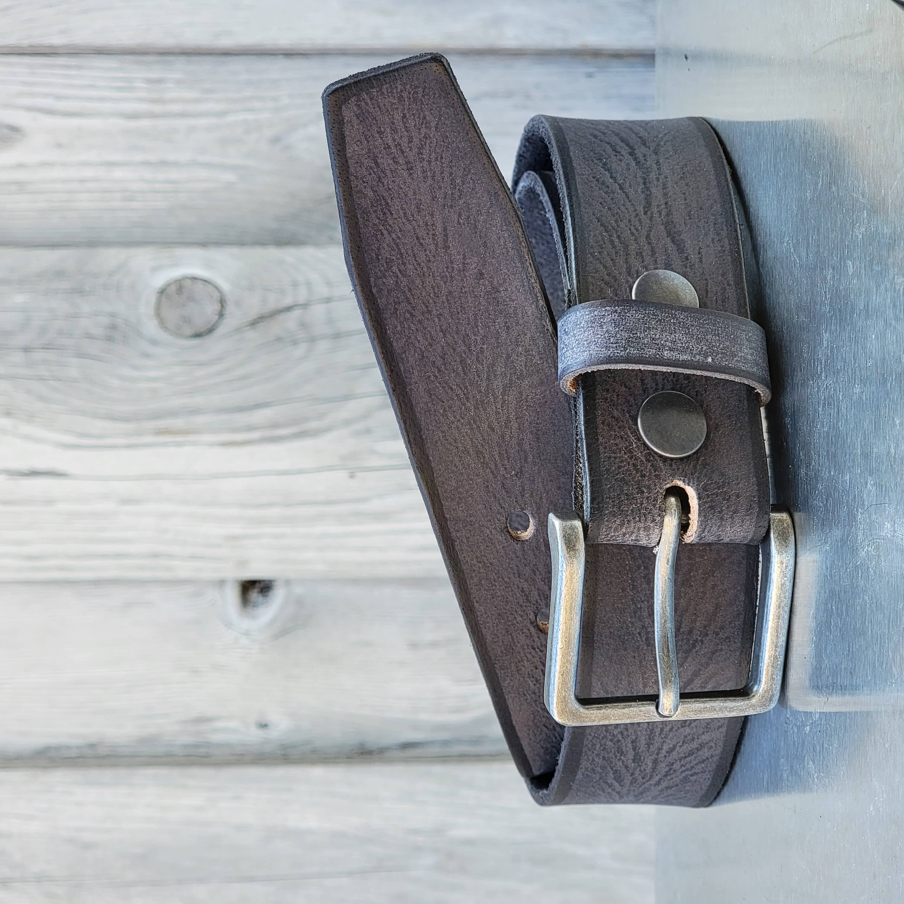 The Canyon Belt - Tan Leather Belt with Charred Edges 6