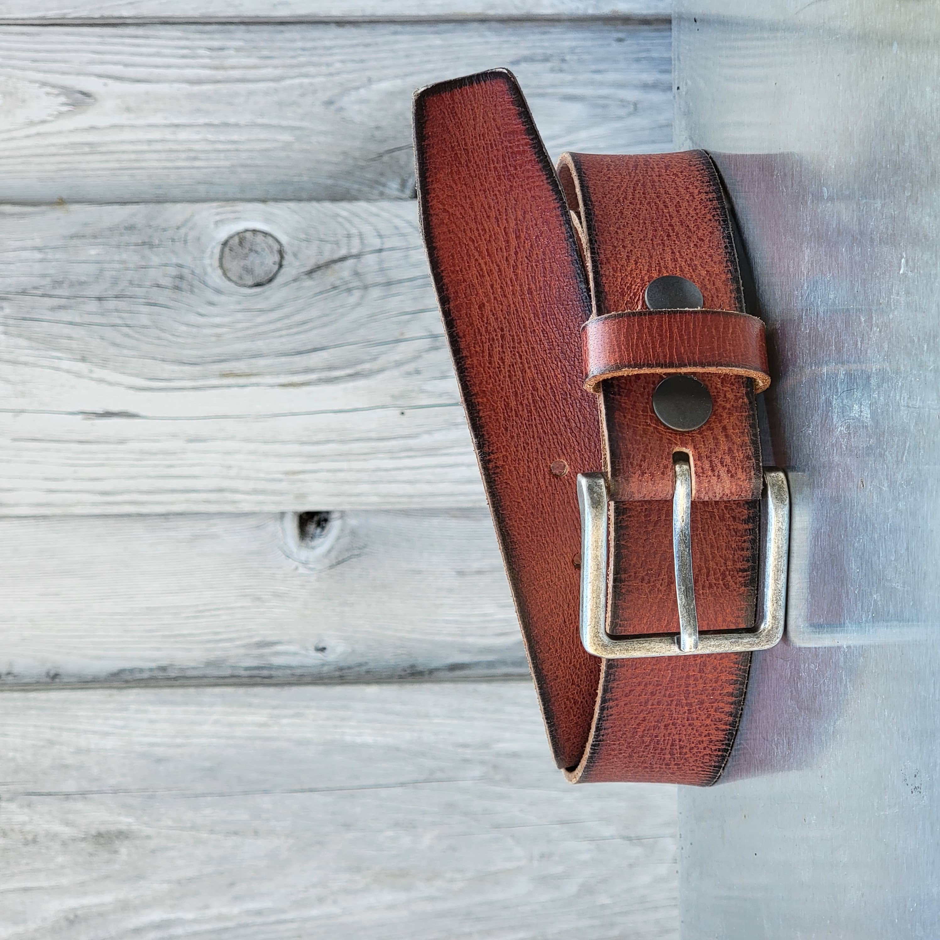 Canyon Belt  - Tan Women's Leather Belt & Charred Edges 7