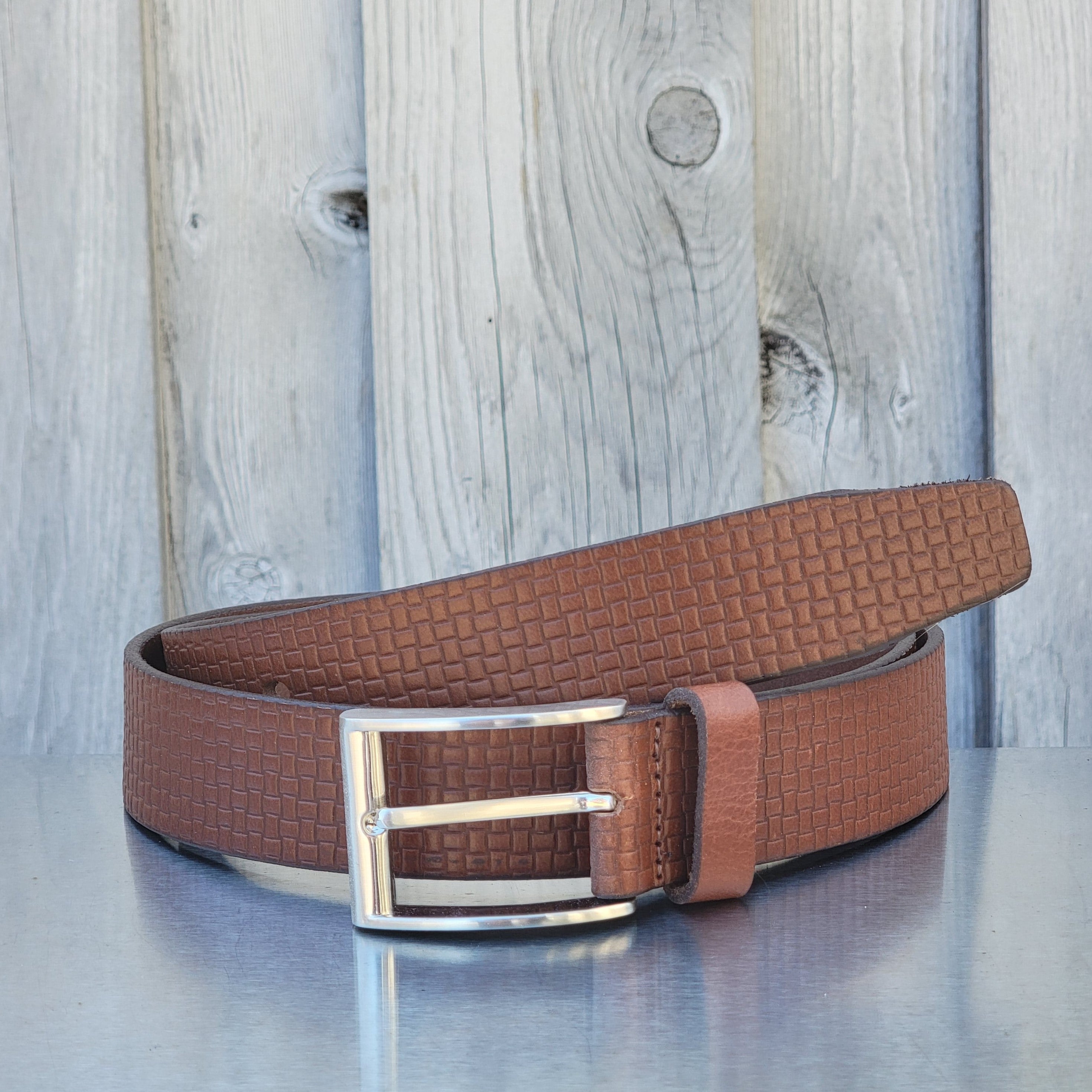 Black Formal Textured 100% Real Leather Belt Made in Canada 7