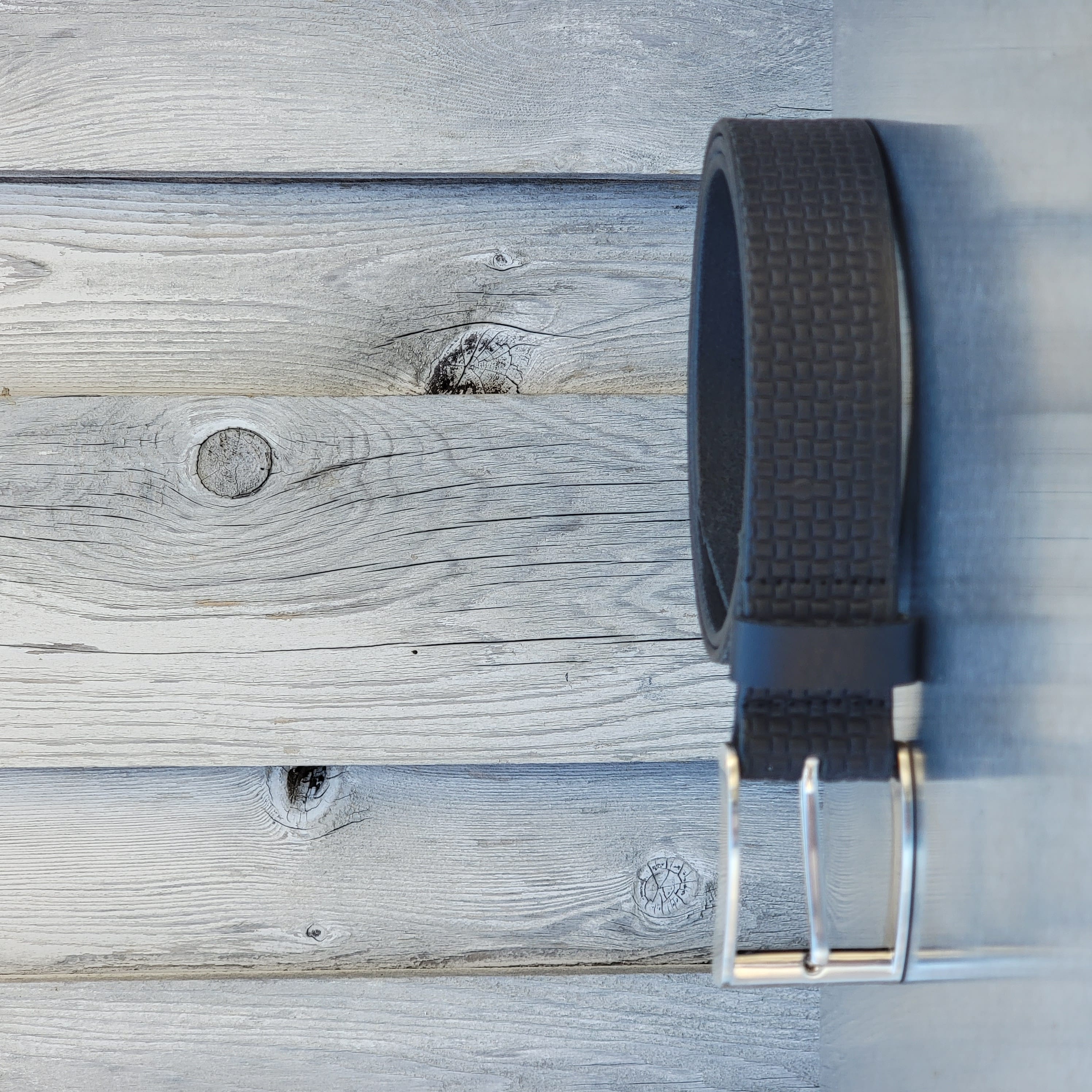 Black Formal Textured 100% Real Leather Belt Made in Canada 8