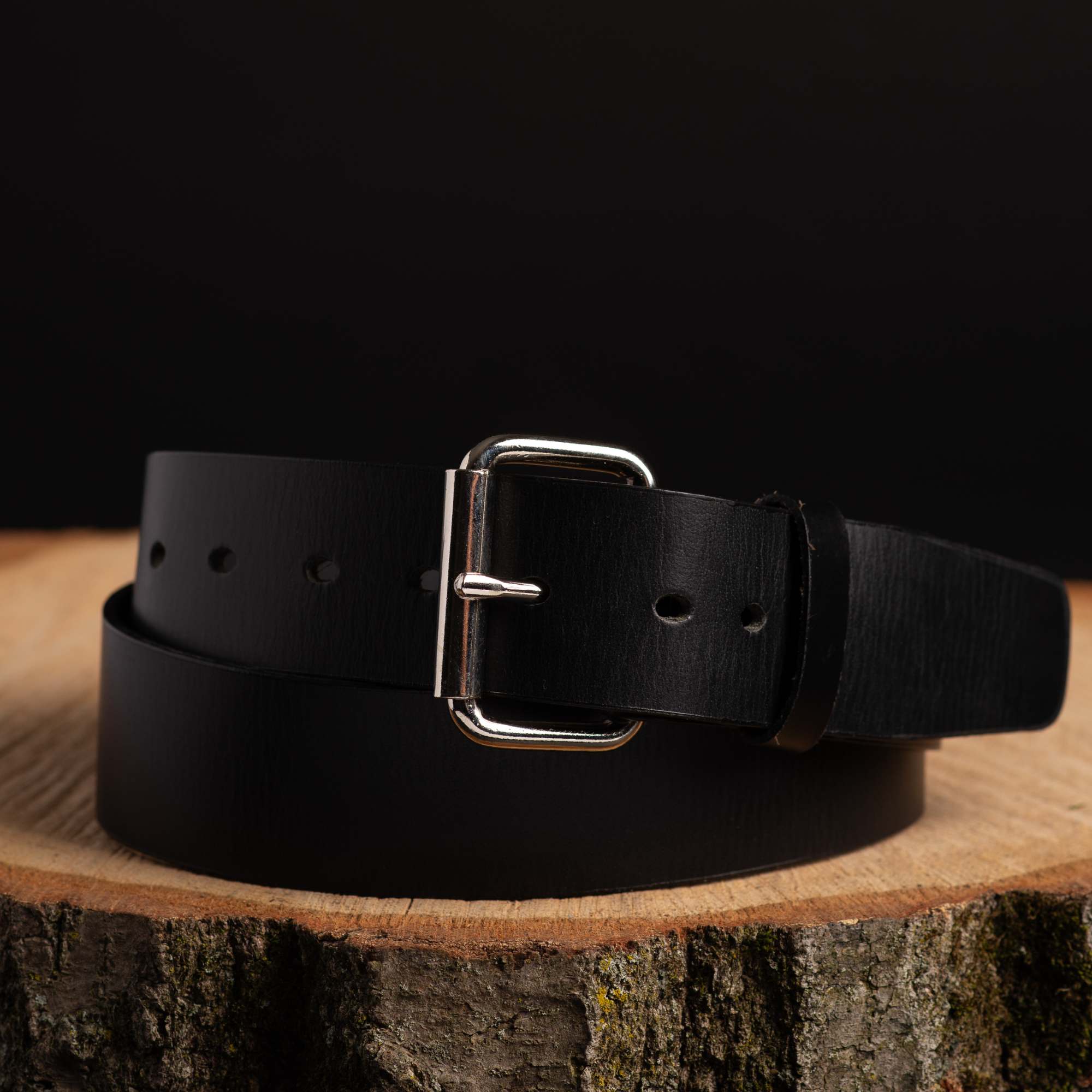 Ceinture en cuir de bride pleine fleur 100 % noir, 45 mm, idéale pour les jeans.  5