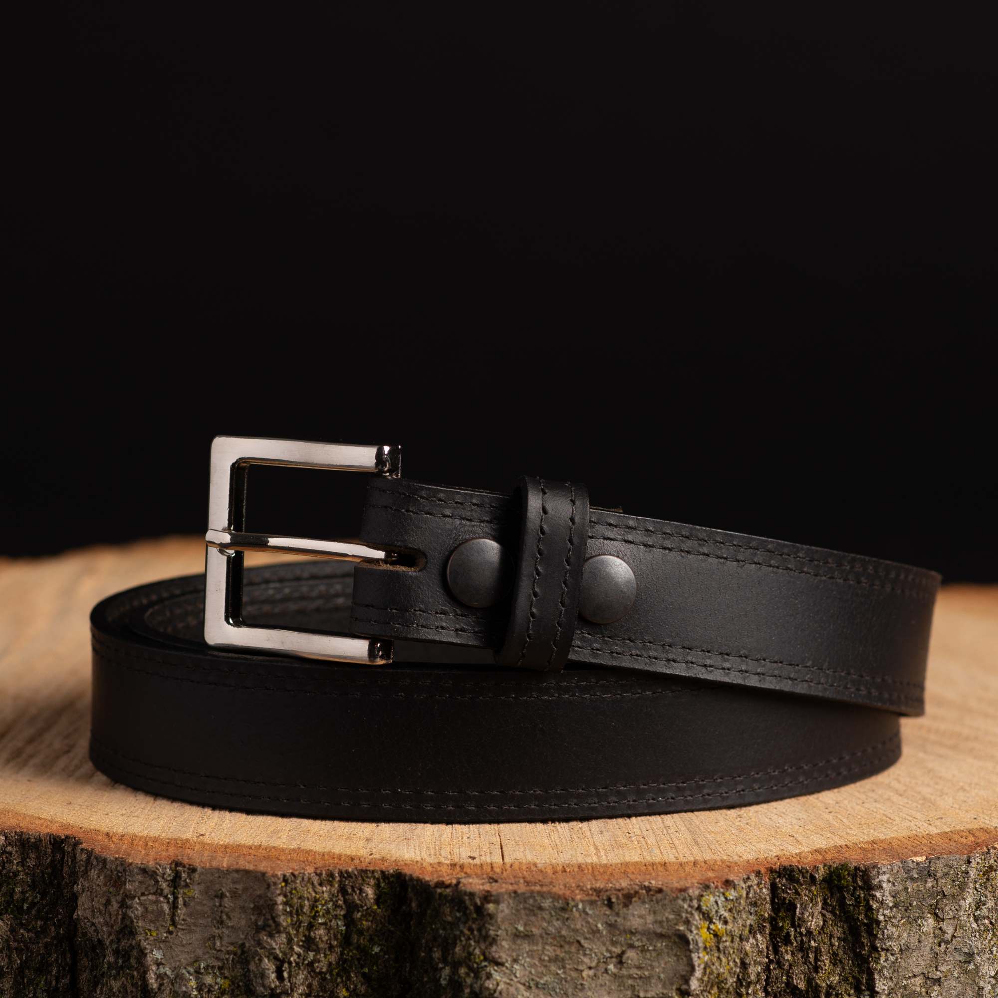 Ceinture Milestone - Ceinture noire habillée 100% cuir véritable  7