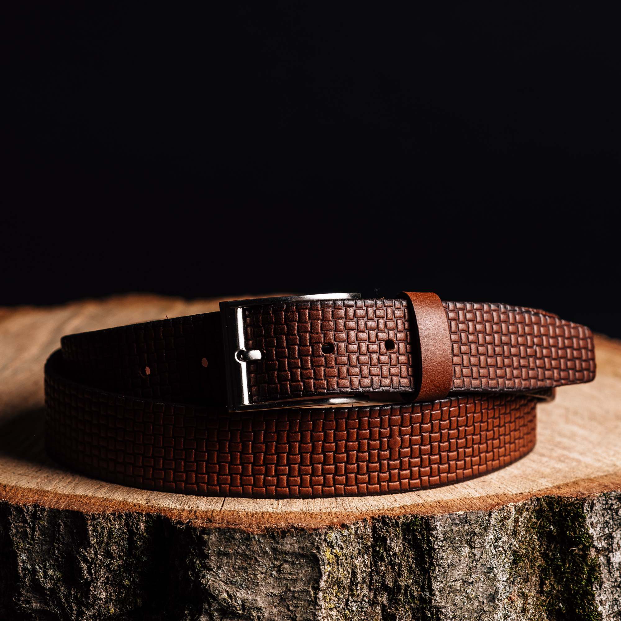 Black Formal Textured 100% Real Leather Belt Made in Canada 5