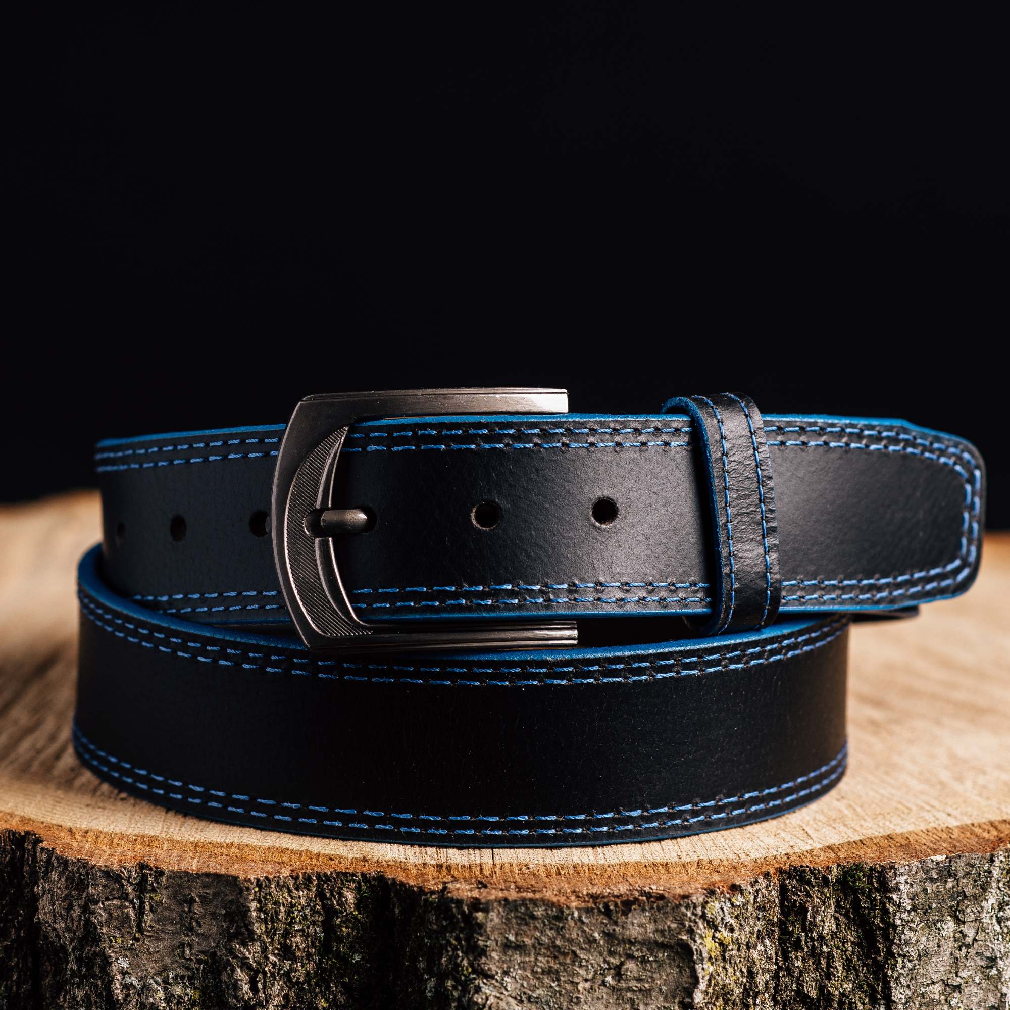 The Pegasus Belt - Black Full Grain Leather Belt with White Stitches 6
