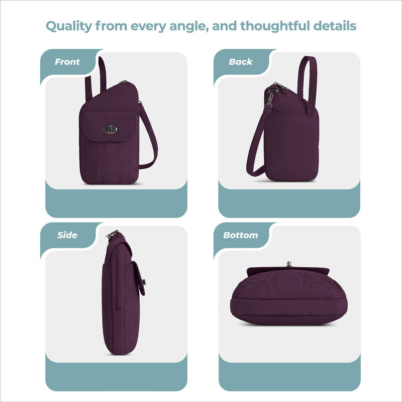 Travelon Runways Sleek Anti-Theft Slim Asymmetric Crossbody 21