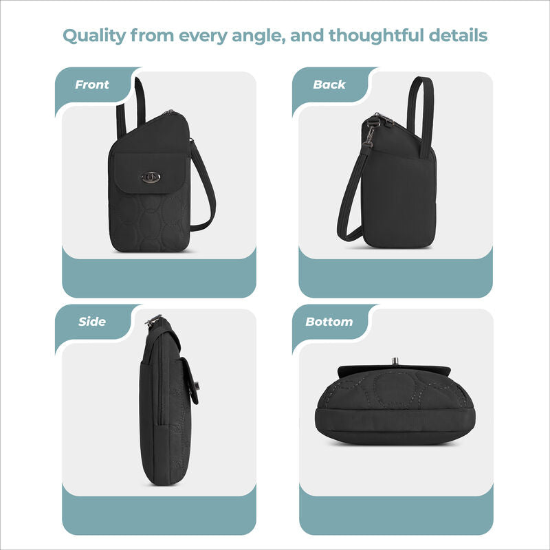 Travelon Runways Sleek Anti-Theft Slim Asymmetric Crossbody 54