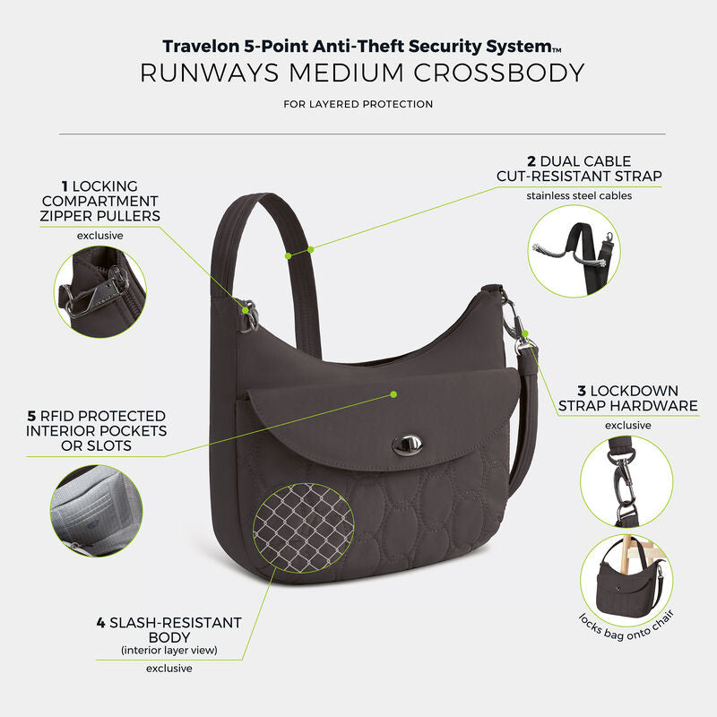 Travelon Runways Anti-Theft Medium Crossbody 60