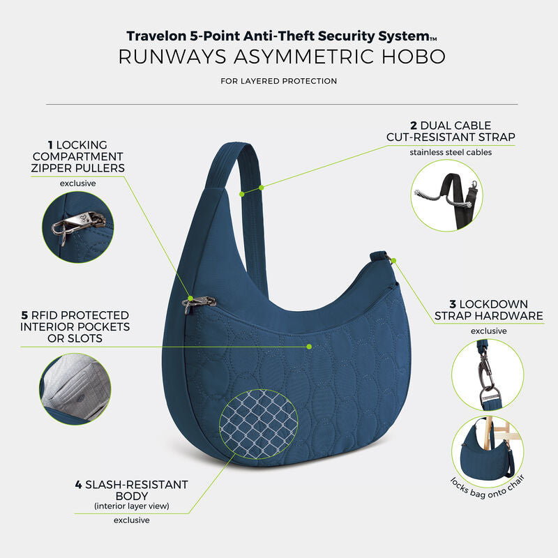 Travelon Runways Anti-Theft Asymmetric Hobo 75
