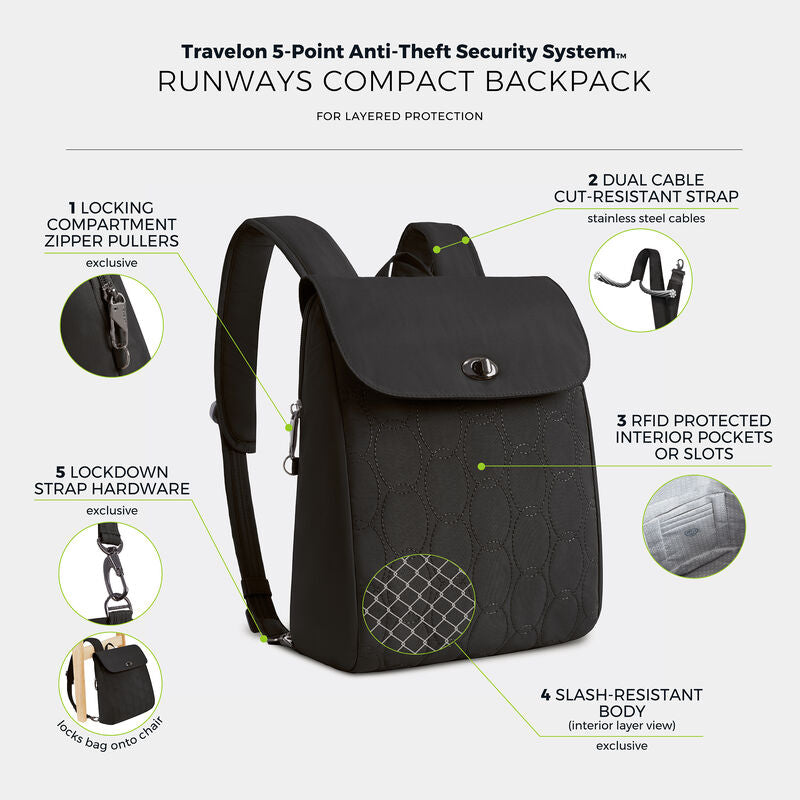 Travelon Runways Anti-Theft Compact Backpack 41