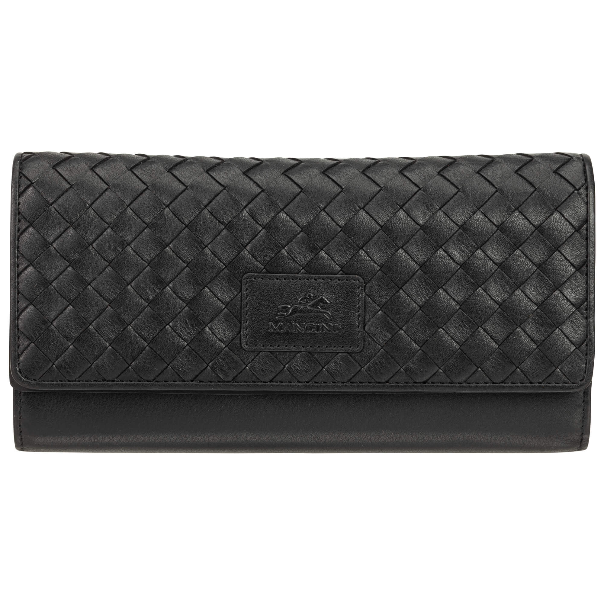 MANCINI Basket Weave RFID Secure Quadruple Fold Wallet 1