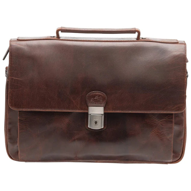 Mancini Buffalo Triple Compartment Briefcase (60's Edition) 7