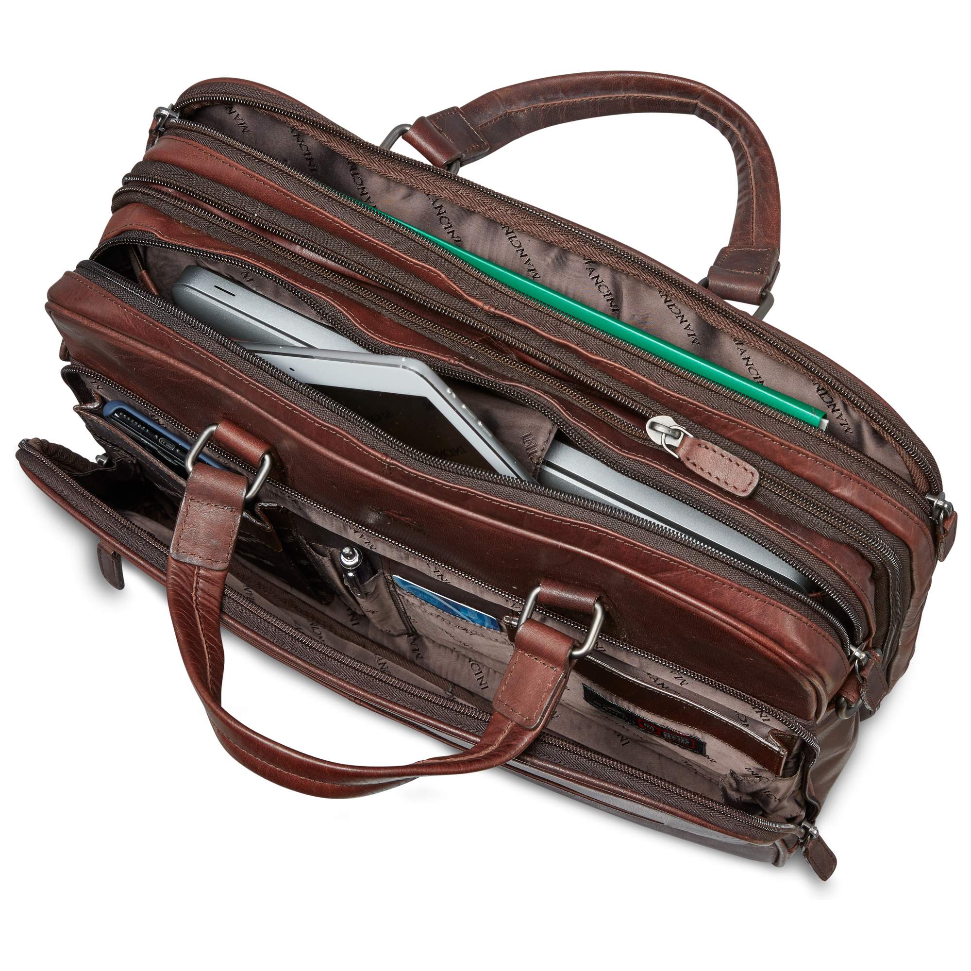 Mancini Buffalo Expandable Double Compartment Briefcase
