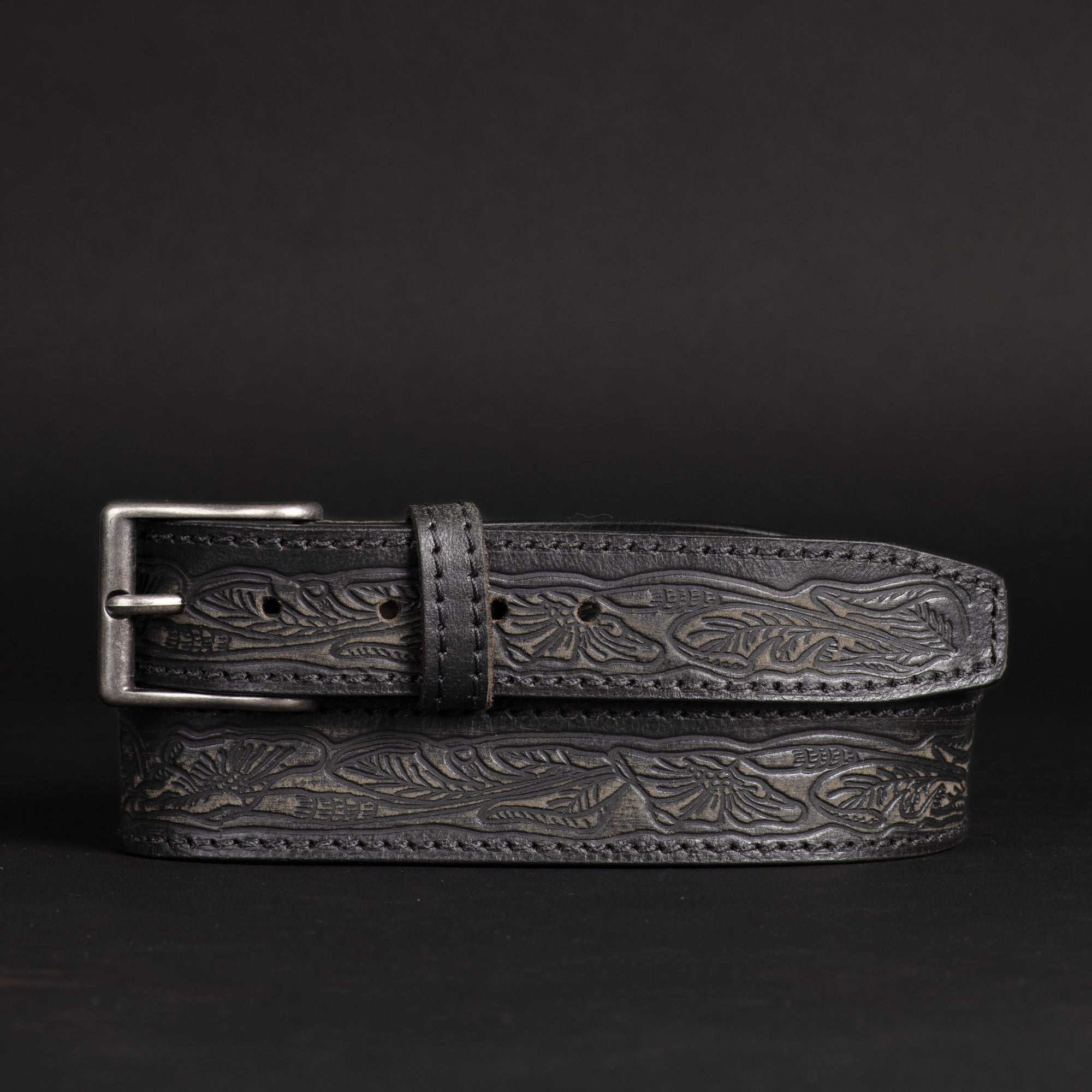The Wayfarer Belt - Brown Classic Western Embossed 100% Full Grain Leather Belt 4
