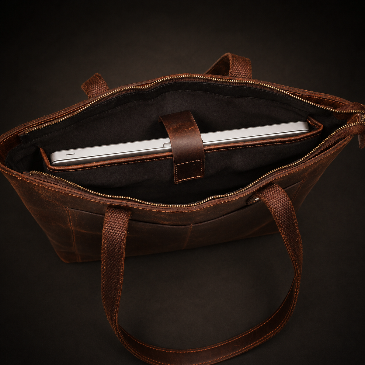 Classic Brown Leather Tote Bag 5