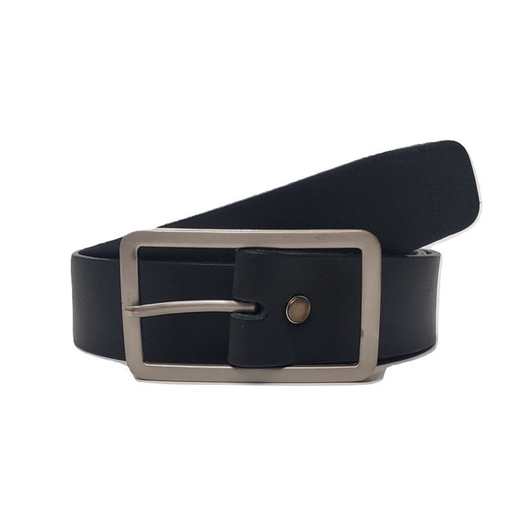 Ceinture habillée Lucille en cuir cognac avec boucle rectangulaire - Fabriquée au Canada 