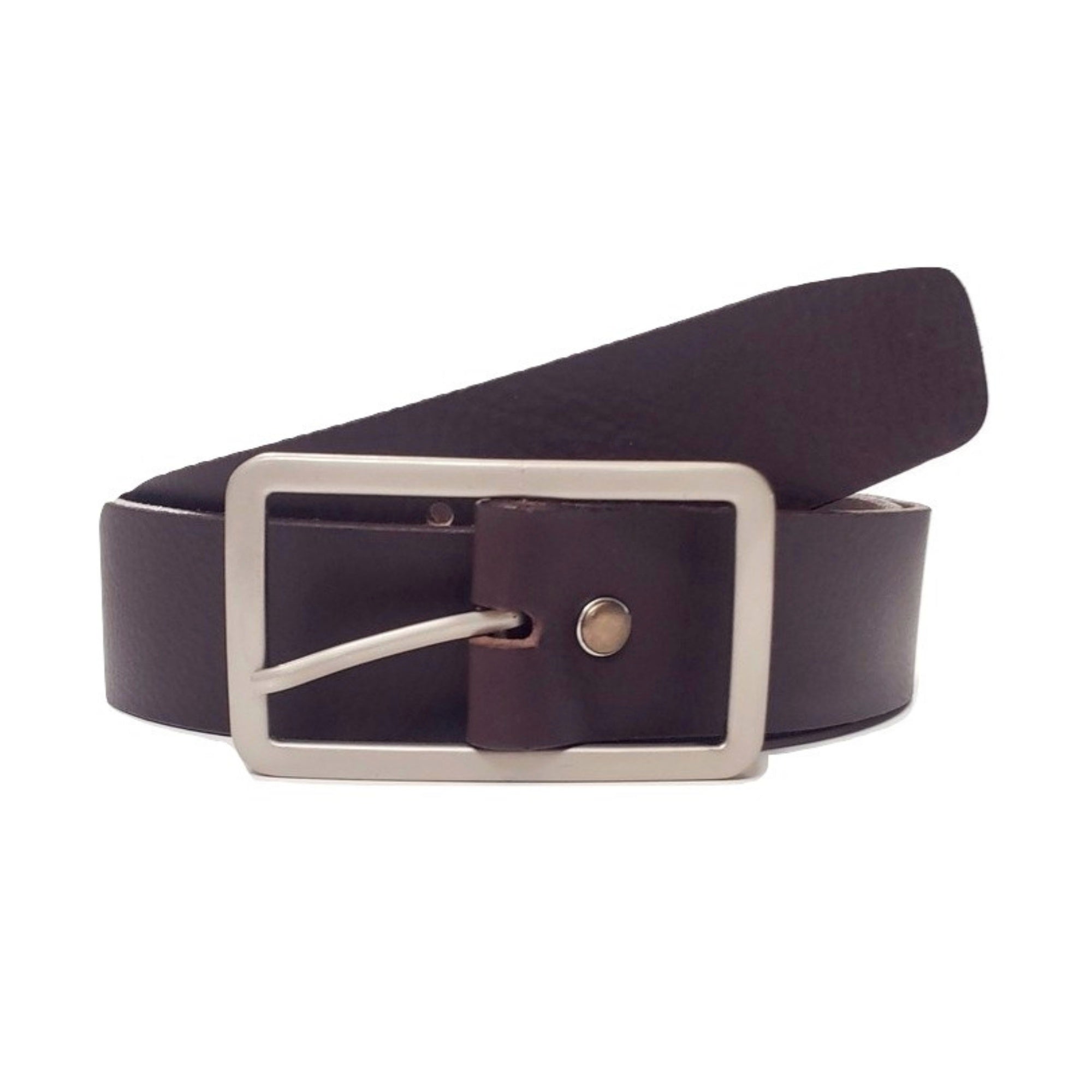 Ceinture habillée Lucille en cuir cognac avec boucle rectangulaire - Fabriquée au Canada  4