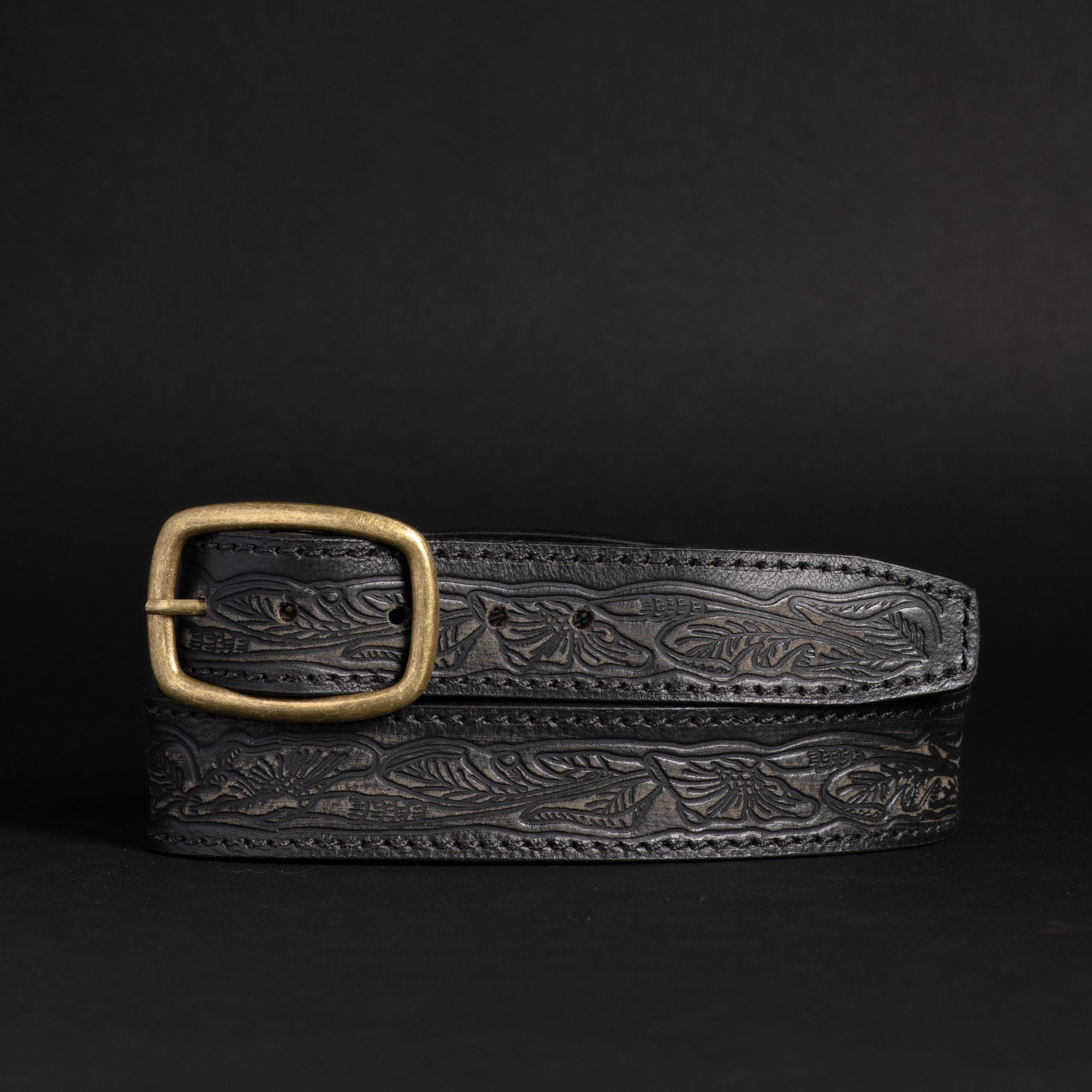 Dakota - Brown Western Leather Belt with Gold Buckle - Made in Canada 6