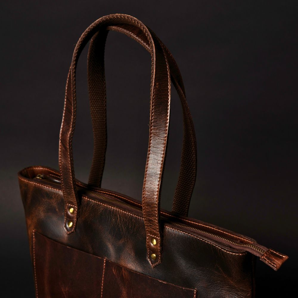 Classic Brown Leather Tote Bag 4