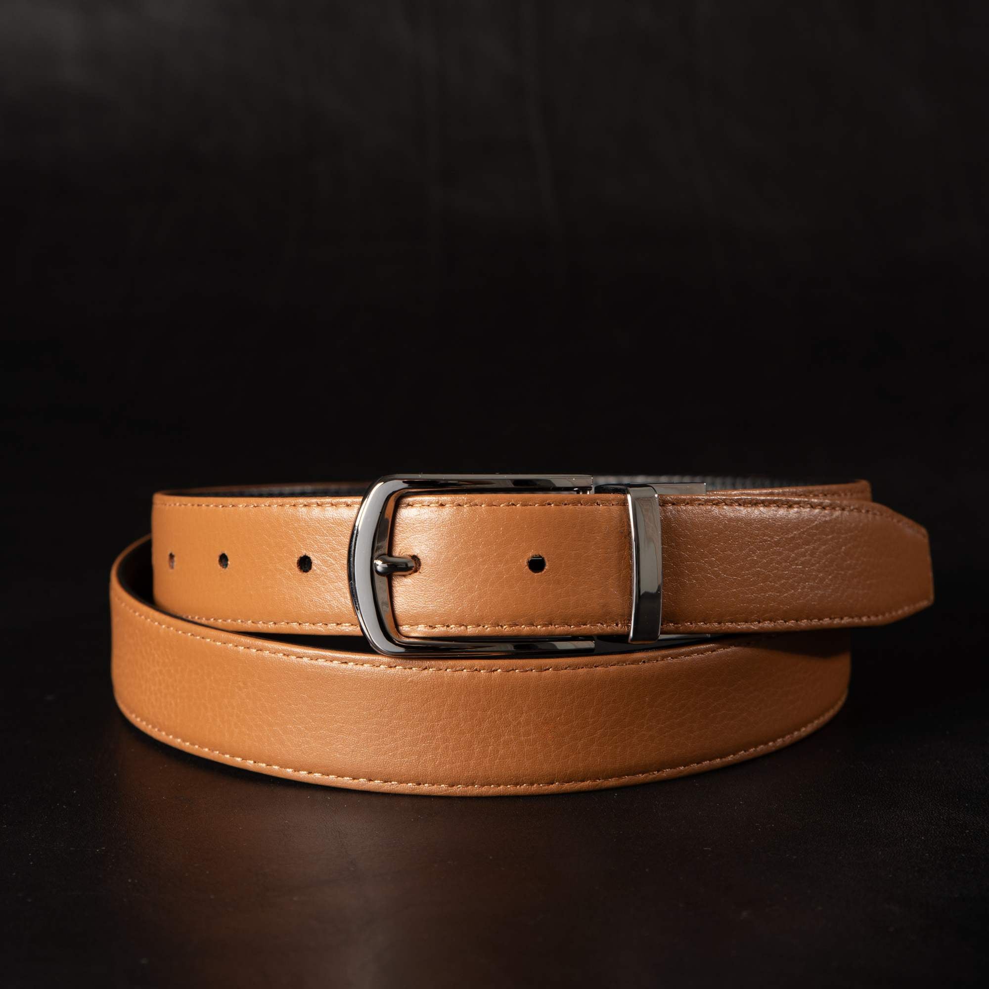The Harvey Dent Belt - Extra Slim 30 mm Reversible Stitched Full-Grain Pebbled Leather Belt 3
