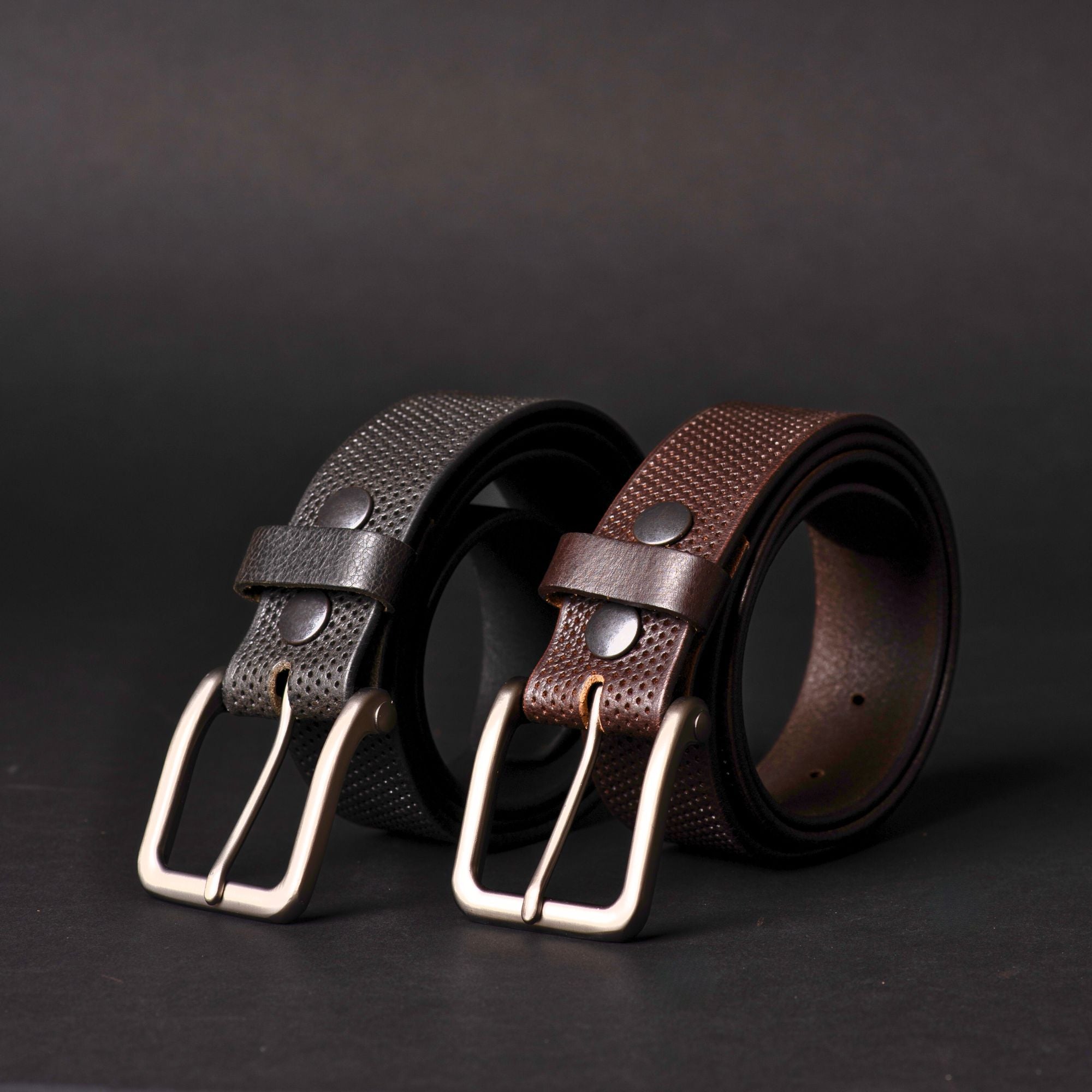 The Matrix Belt - Black Perforated 100% Full-Grain Leather Belt 4