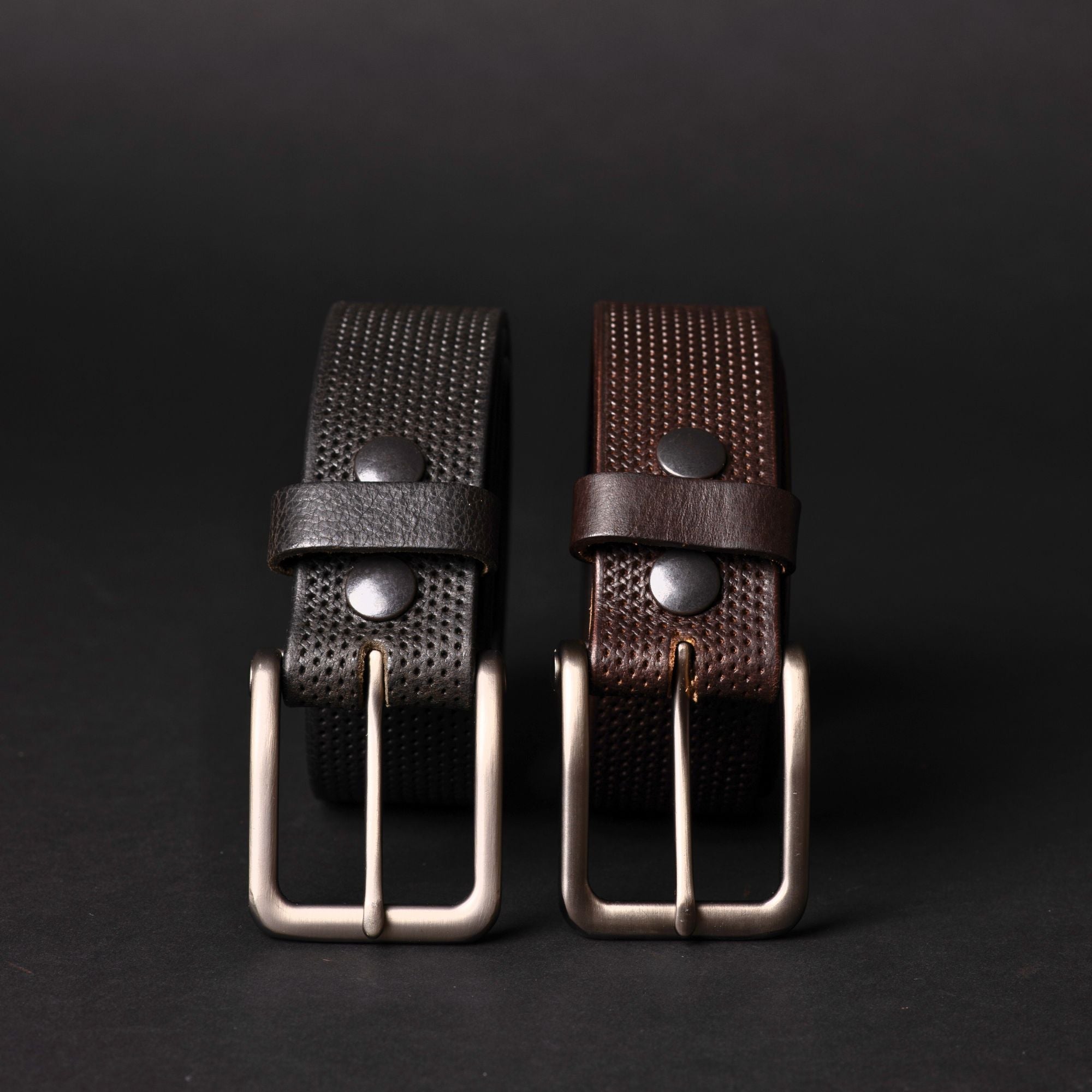 The Matrix Belt - Black Perforated 100% Full-Grain Leather Belt 3
