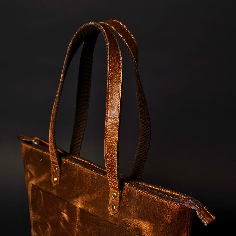 Classic Cognac Leather Tote Bag 5