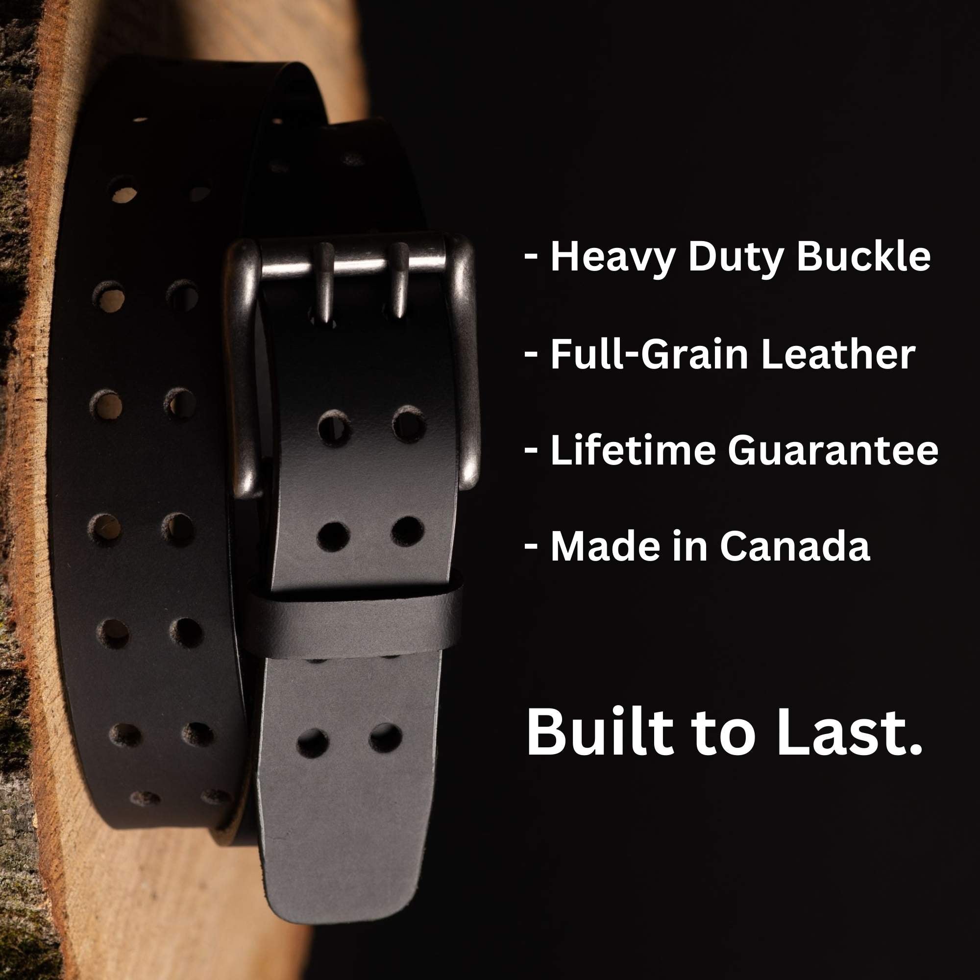 Black Double Hole Full Grain Leather Belt 9