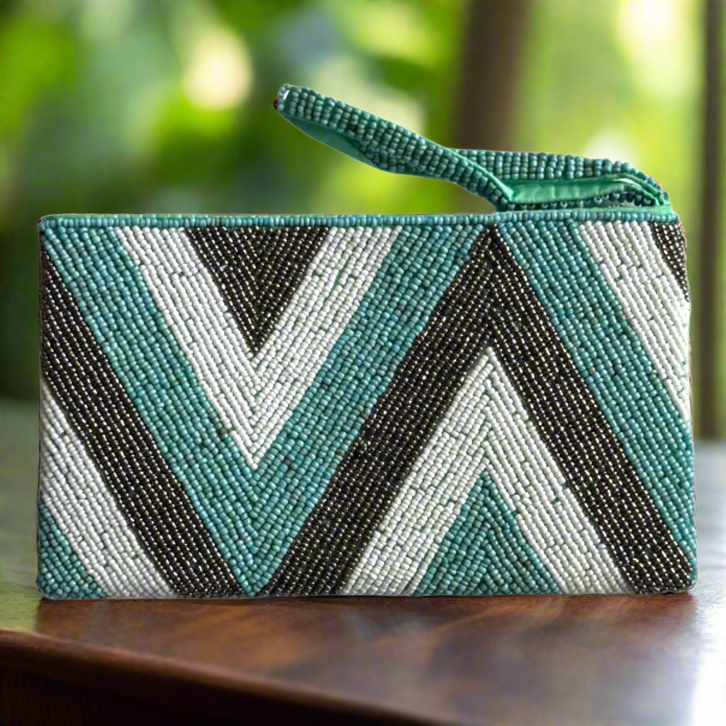 Beaded Zig Zag Clutch Purse 6
