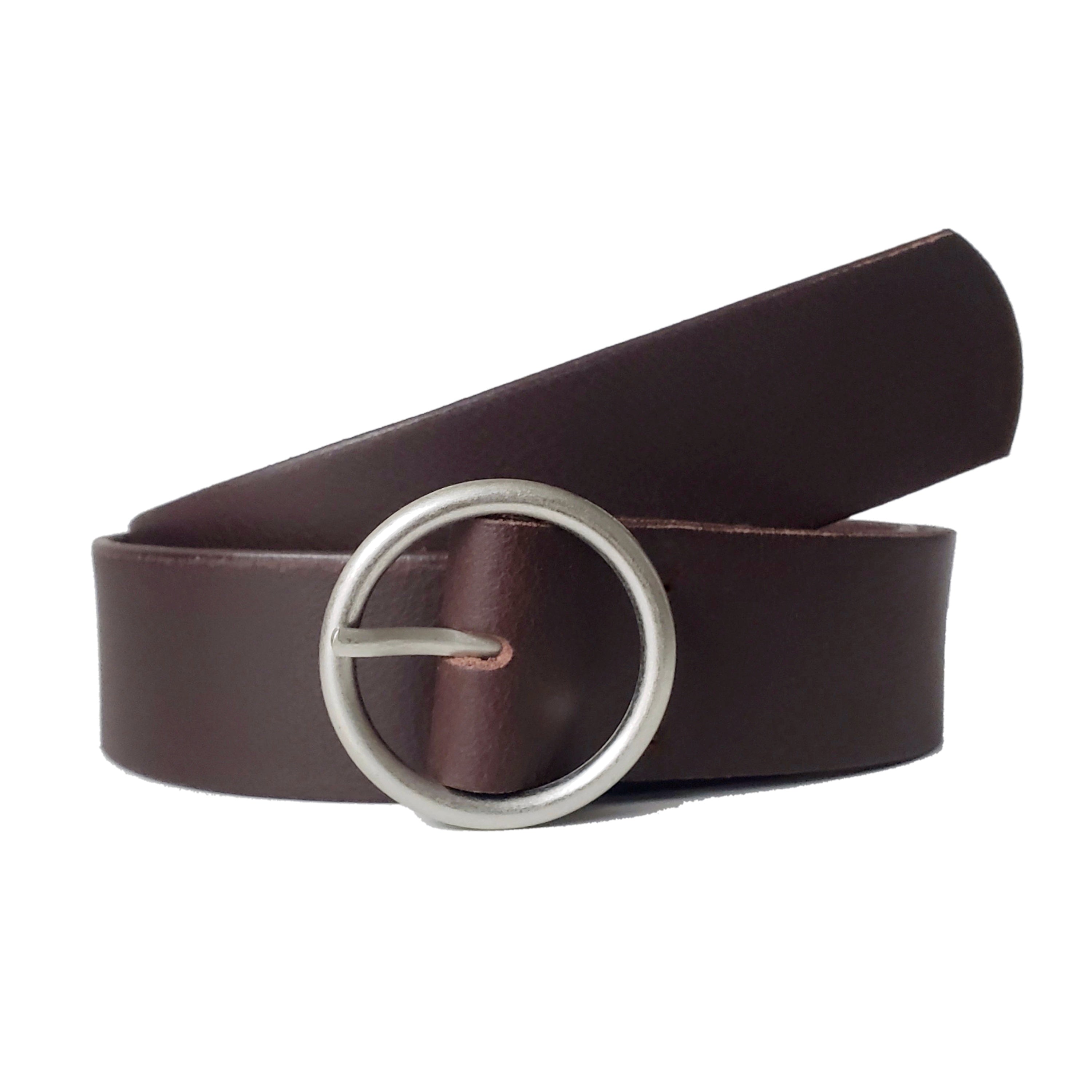 Sempre - Cognac Vachetta Leather Waist Belt with Circular Buckle - Made in Canada 3