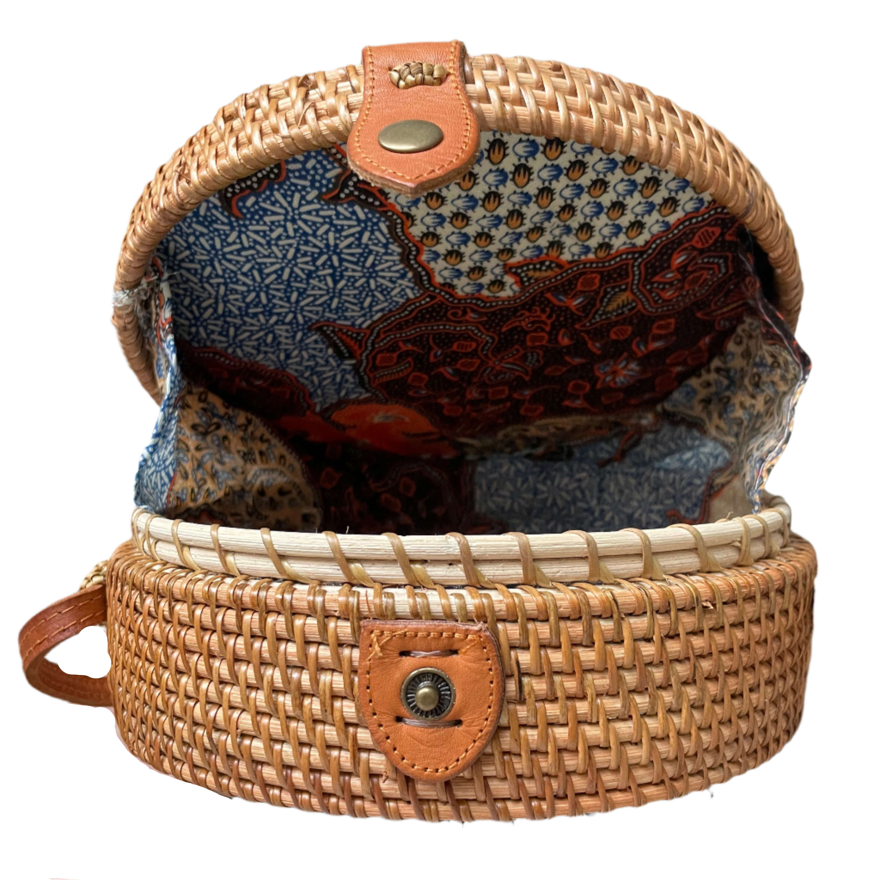 Round Rattan Purse - White 3