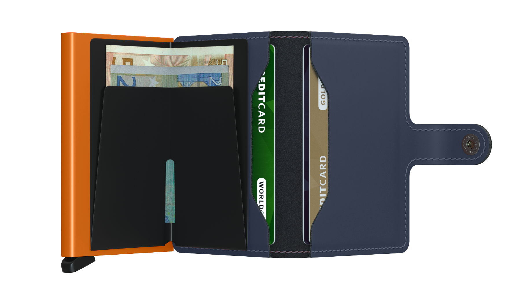 Secrid Miniwallet Matte - Night Blue & Orange 3