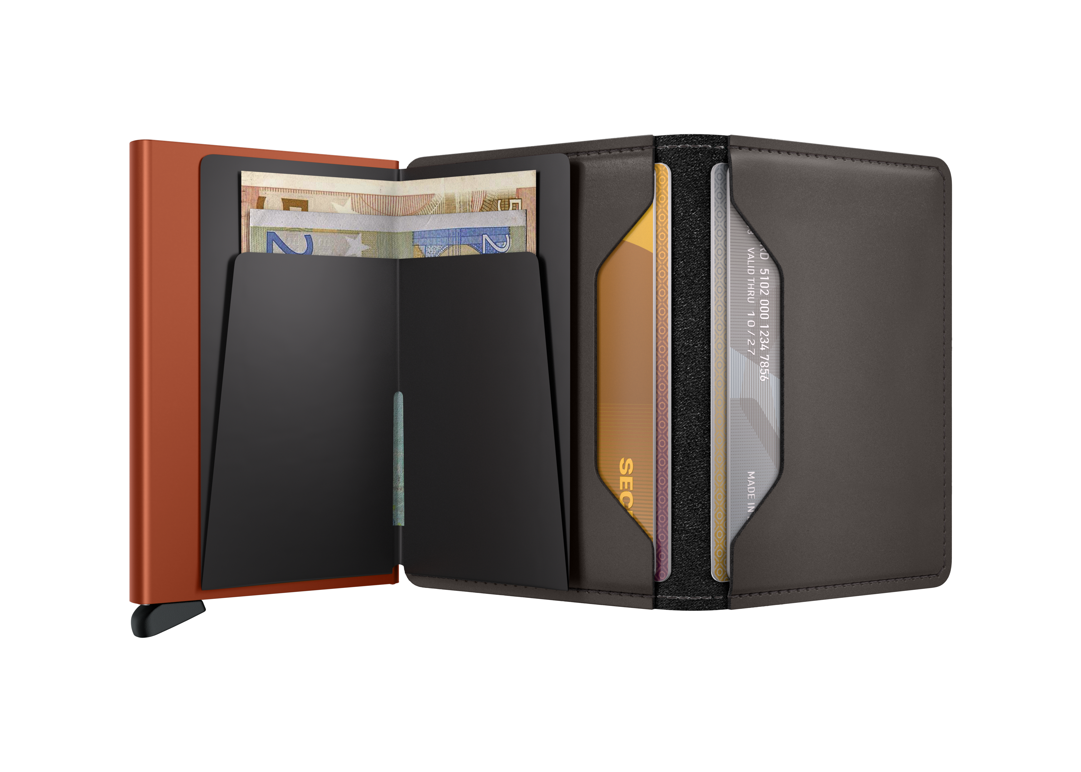 Secrid Slimwallet Matte - Truffle & Orange 3