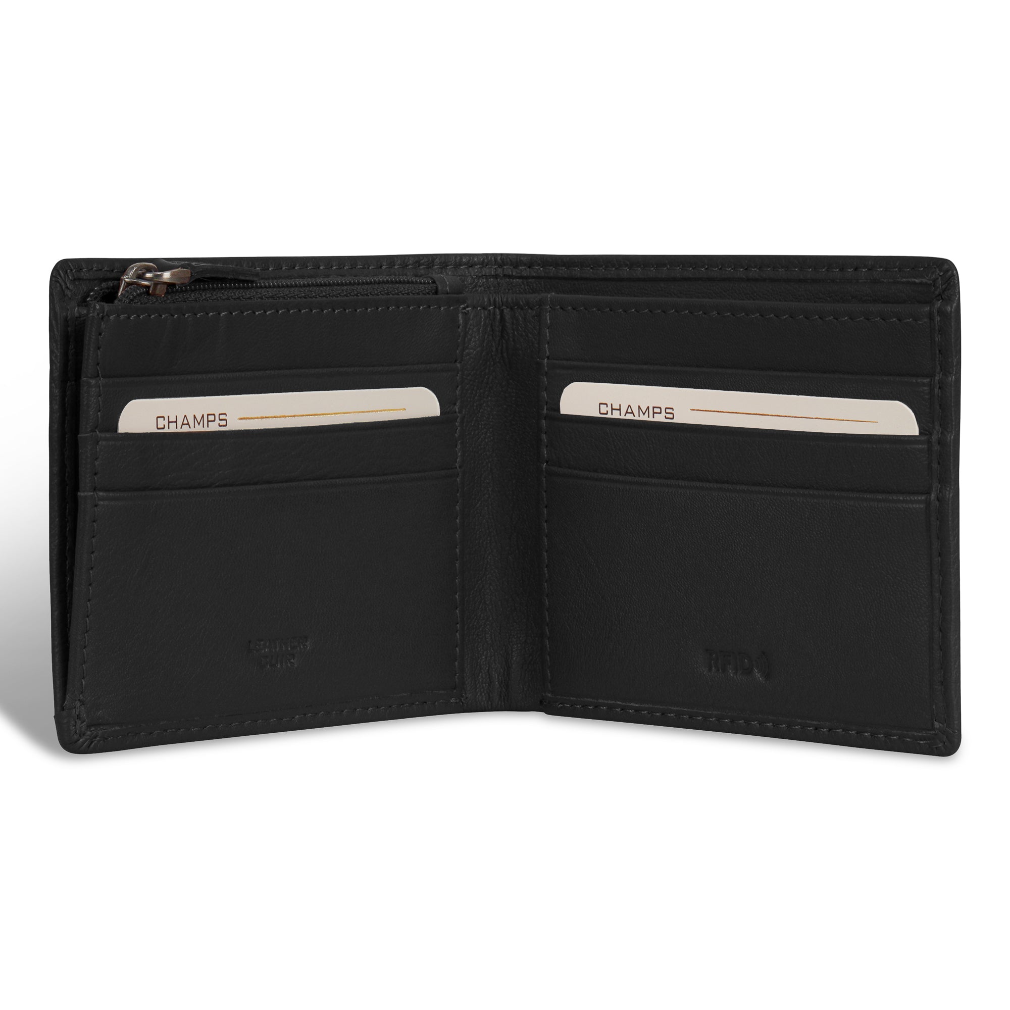 Onyx / Leather Zip Bi-Fold Wallet 3