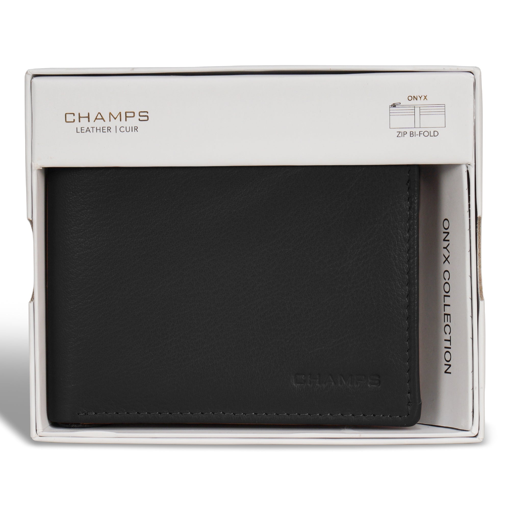 Onyx / Leather Zip Bi-Fold Wallet 5