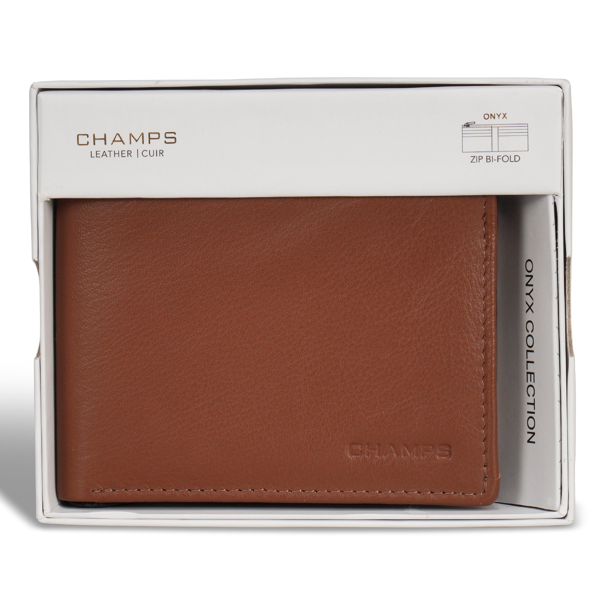 Onyx / Leather Zip Bi-Fold Wallet 10