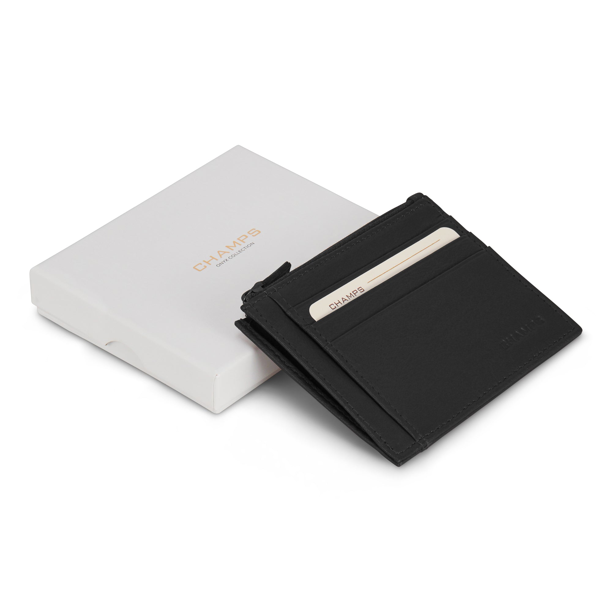 Onyx / Leather Zip Card Case 4