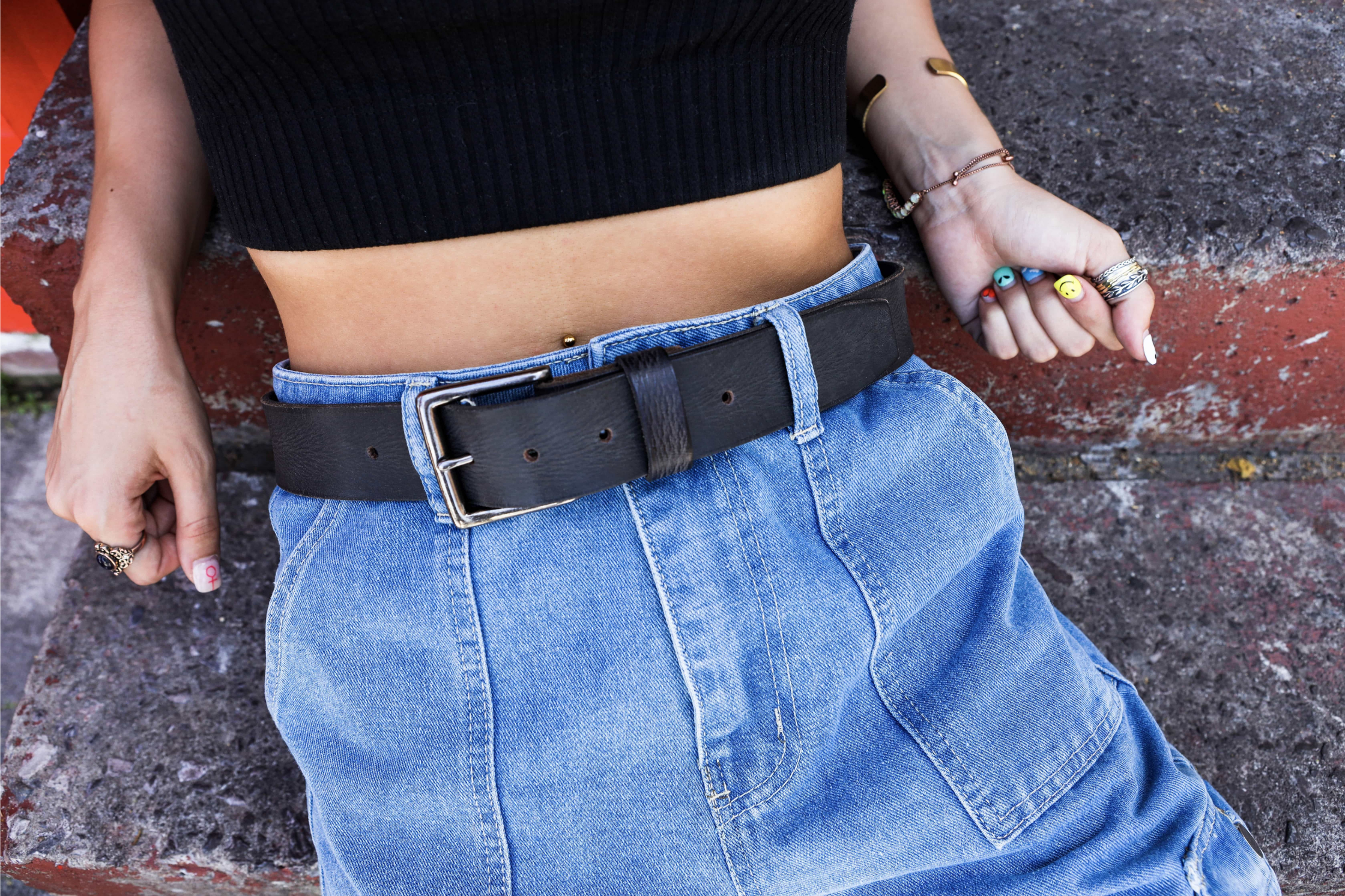 Canyon Belt  - Tan Women's Leather Belt & Charred Edges 6