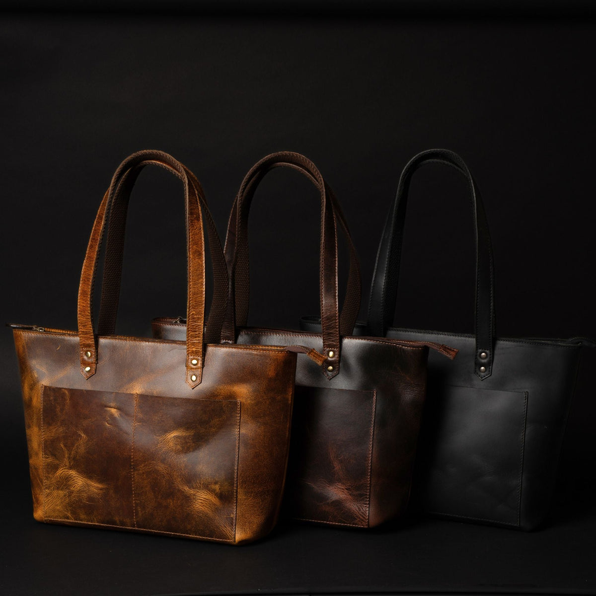 Classic Black Leather Tote Bag 3