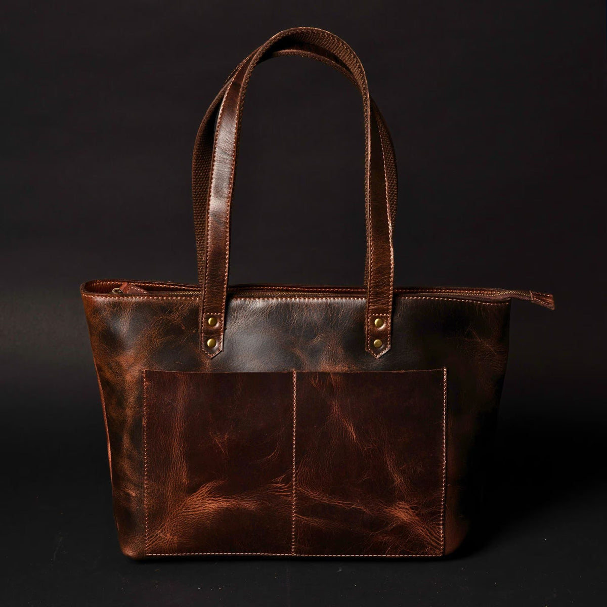 Classic Black Leather Tote Bag 11