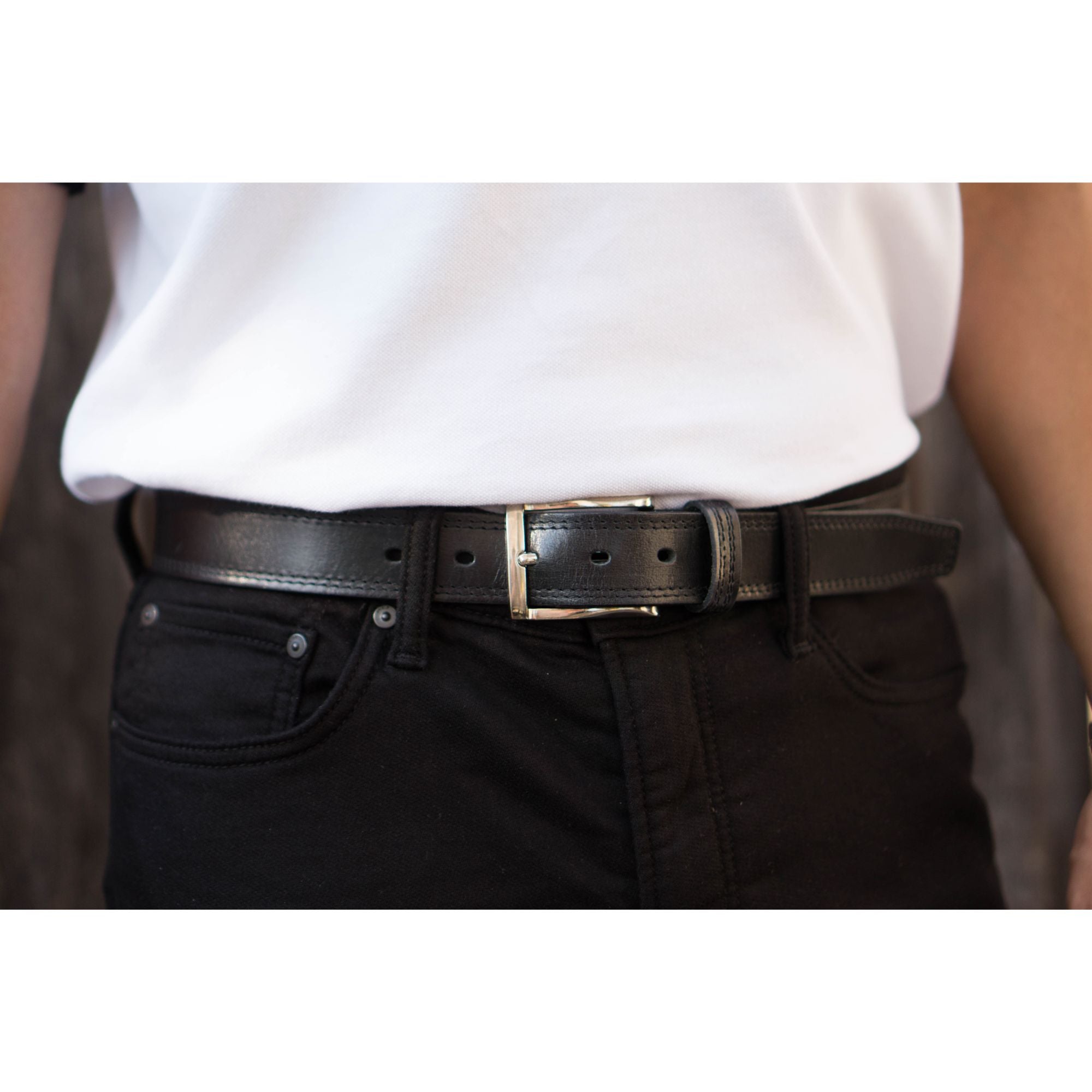 Ceinture Milestone - Ceinture noire habillée 100% cuir véritable  12