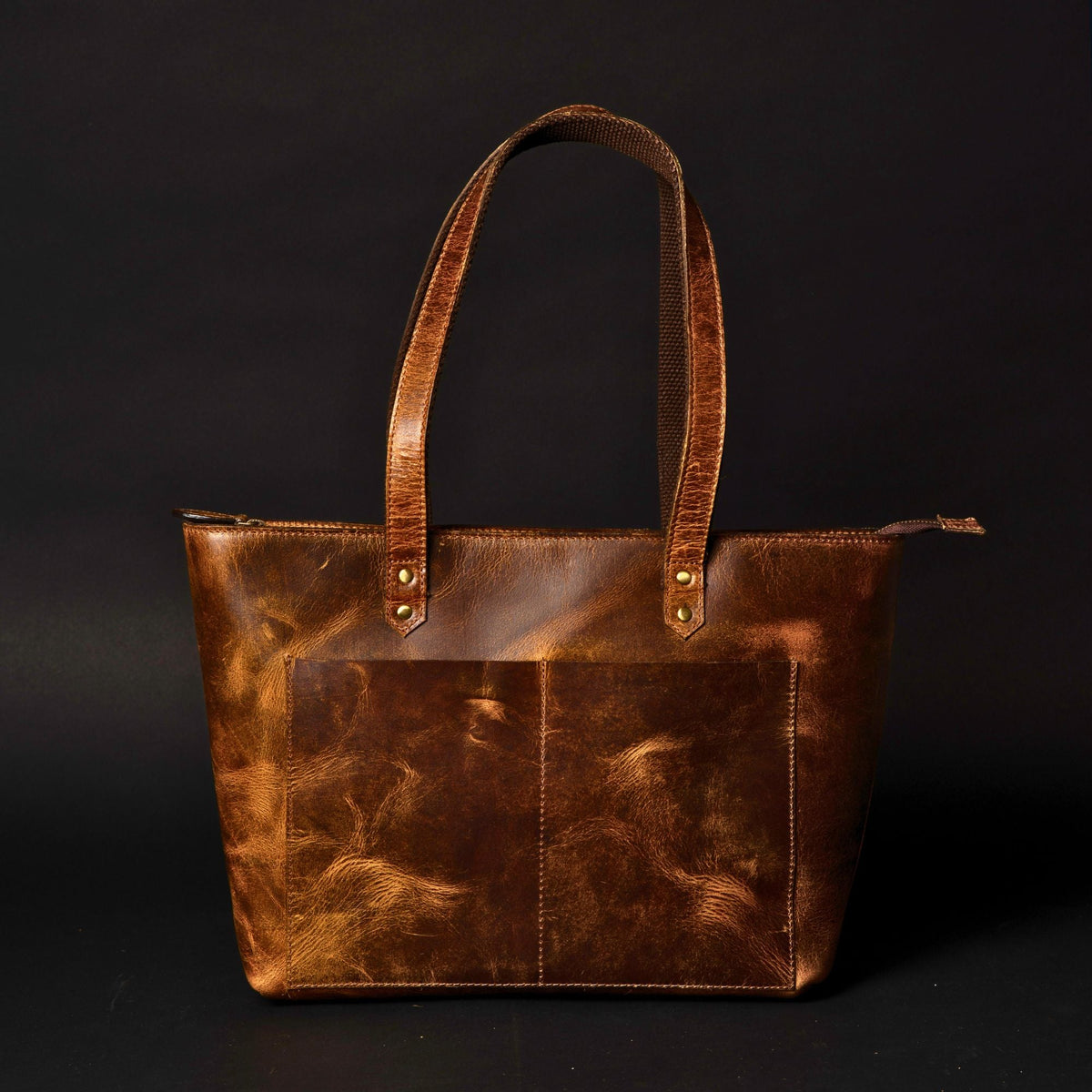 Classic Cognac Leather Tote Bag 11
