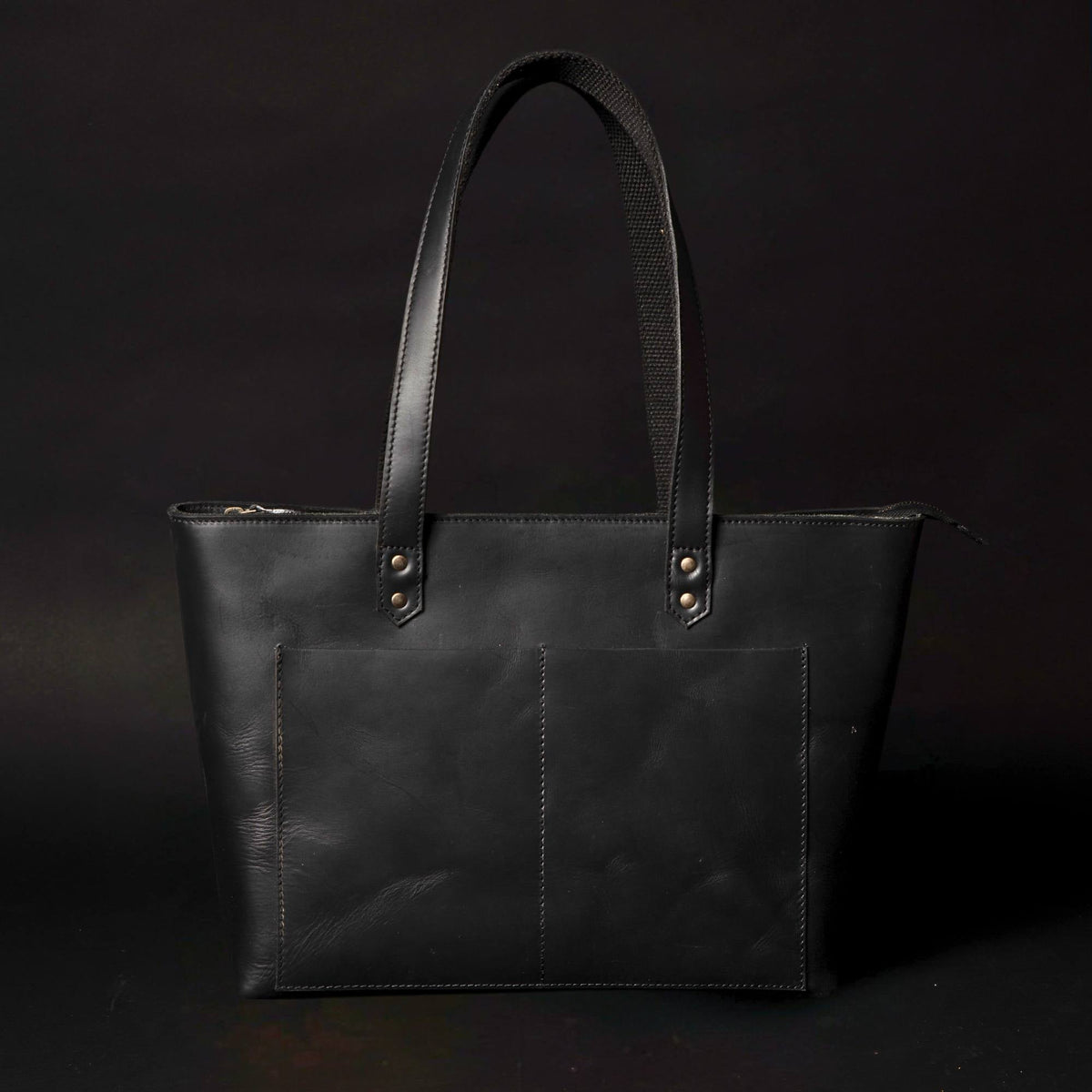Classic Black Leather Tote Bag 1