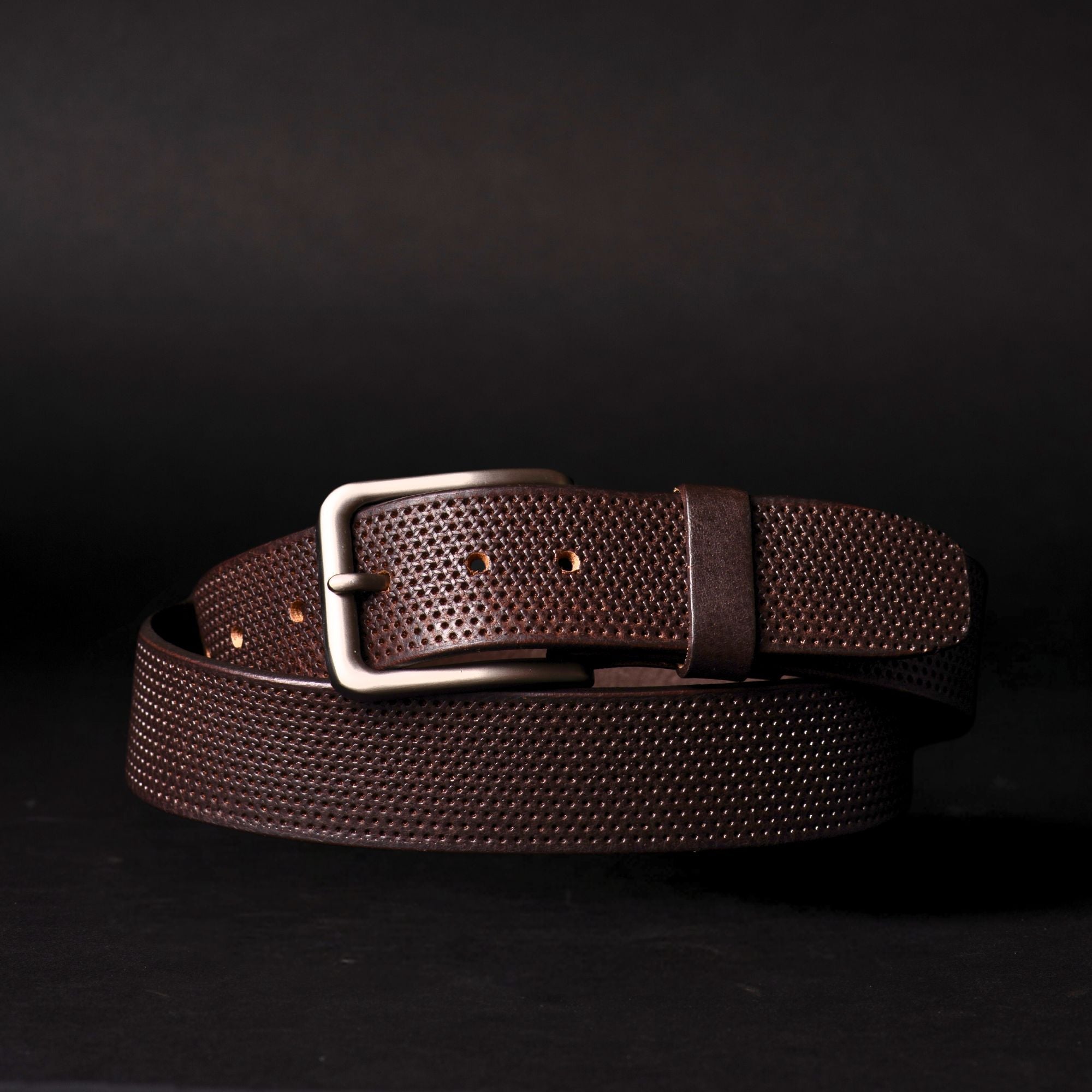 The Matrix Belt - Black Perforated 100% Full-Grain Leather Belt 5