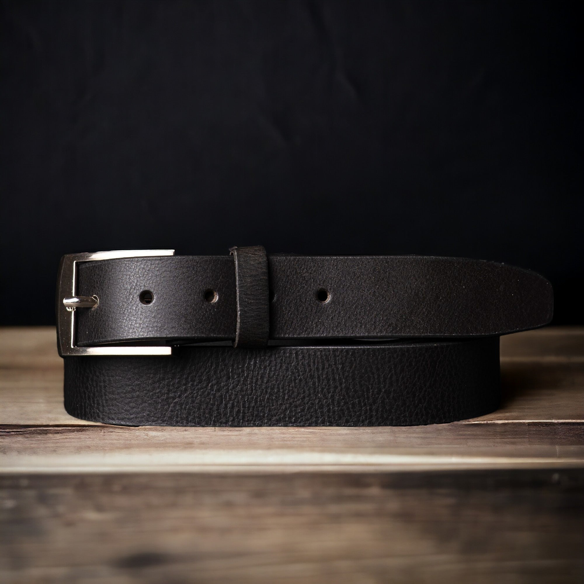 Ceinture Crest - Fine, noire, 100 % cuir pleine fleur  3