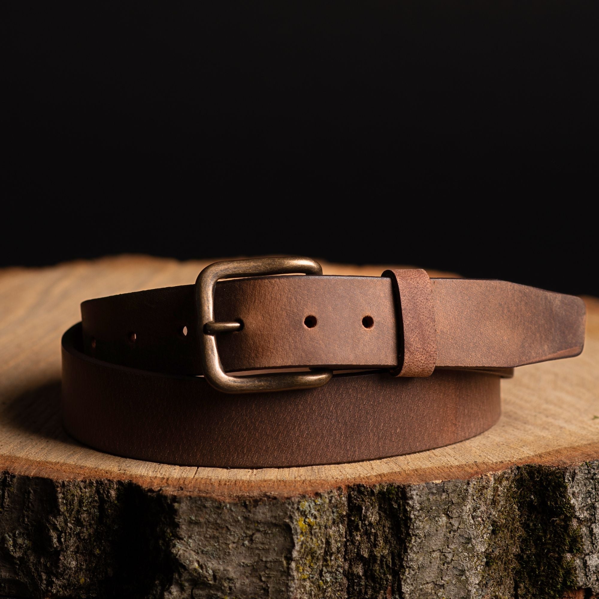 Brown Leather Belt - 35 mm Full Grain Distressed Leather Belt 3